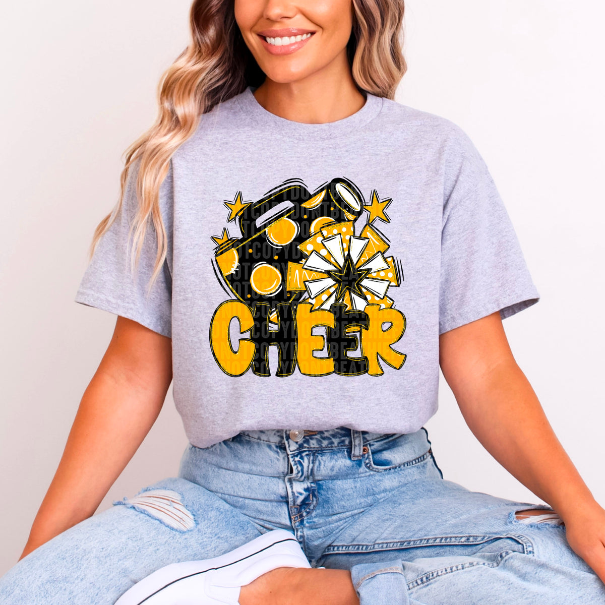 Cheer yellow and black without frame (SDD) DTF transfer