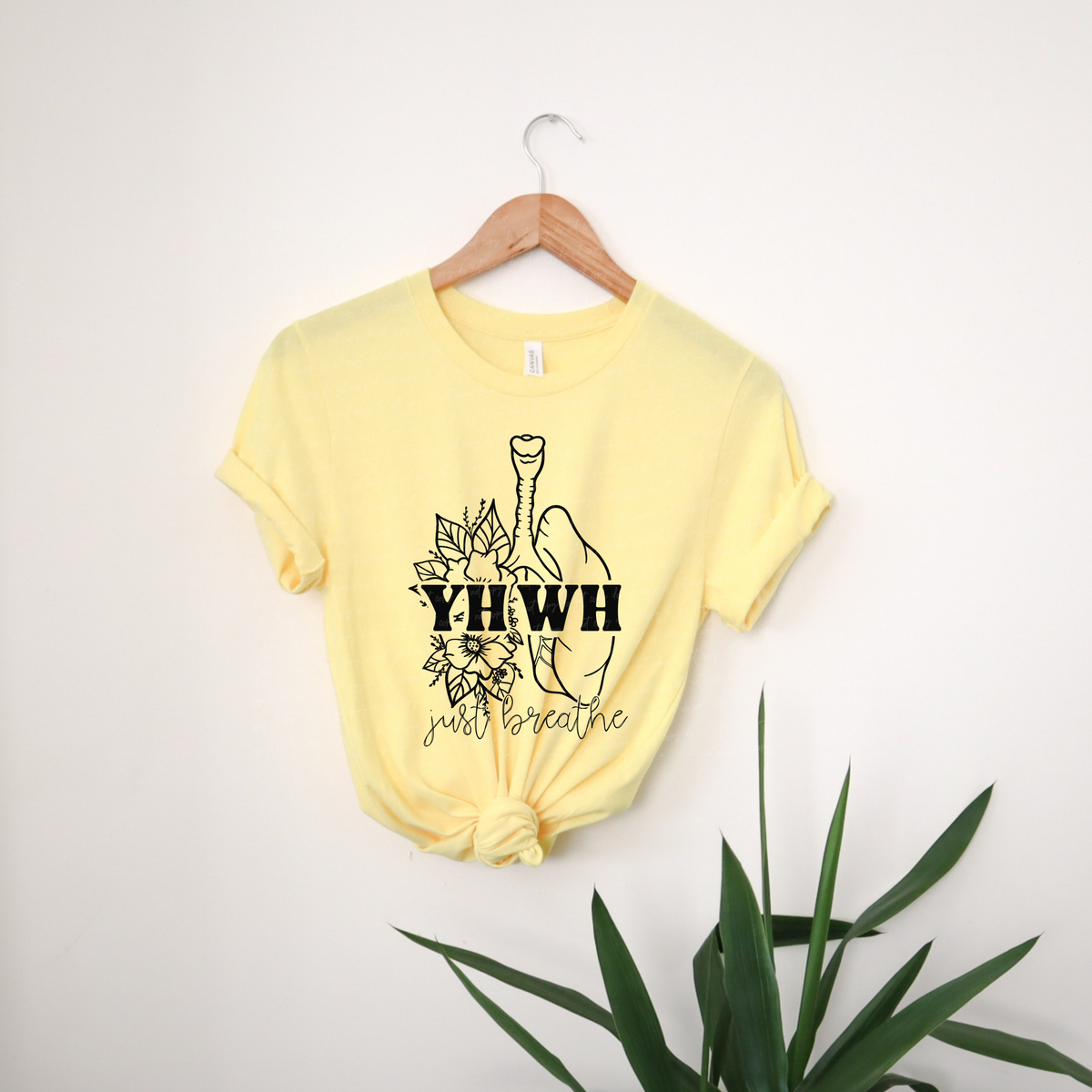 Yahweh YHWH Just Breathe Floral Lungs Black Font 116029 DTF Transfer