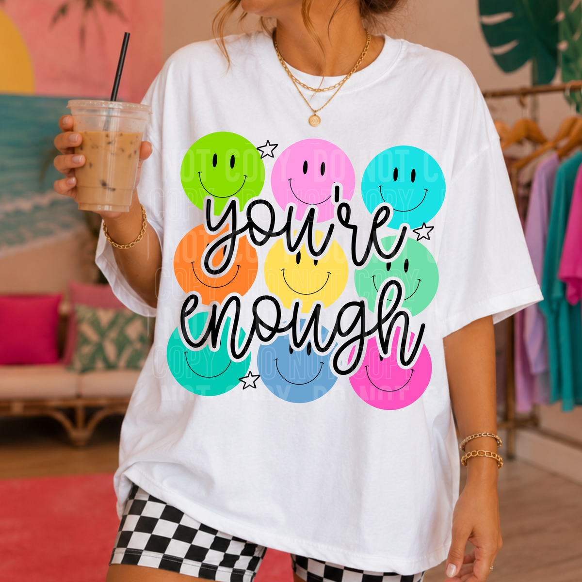 You're enough smiley grid (SBB) DTF Transfer