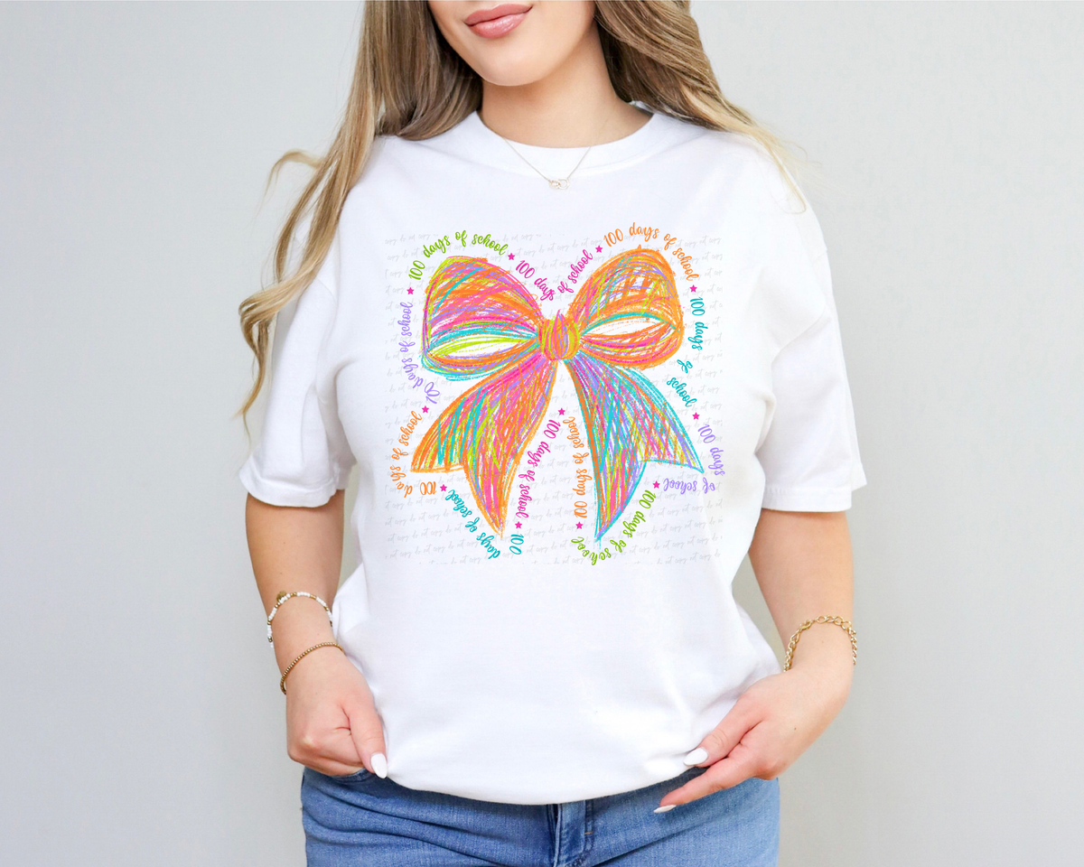 100 Days Of School Colorful Bow 117751 DTF transfer