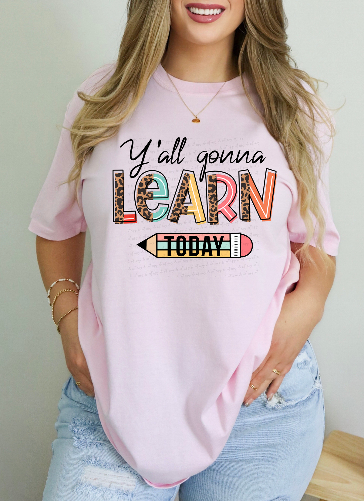 Y'all Gonna Learn Today Pencil Boho Leopard Font 114899 DTF transfer