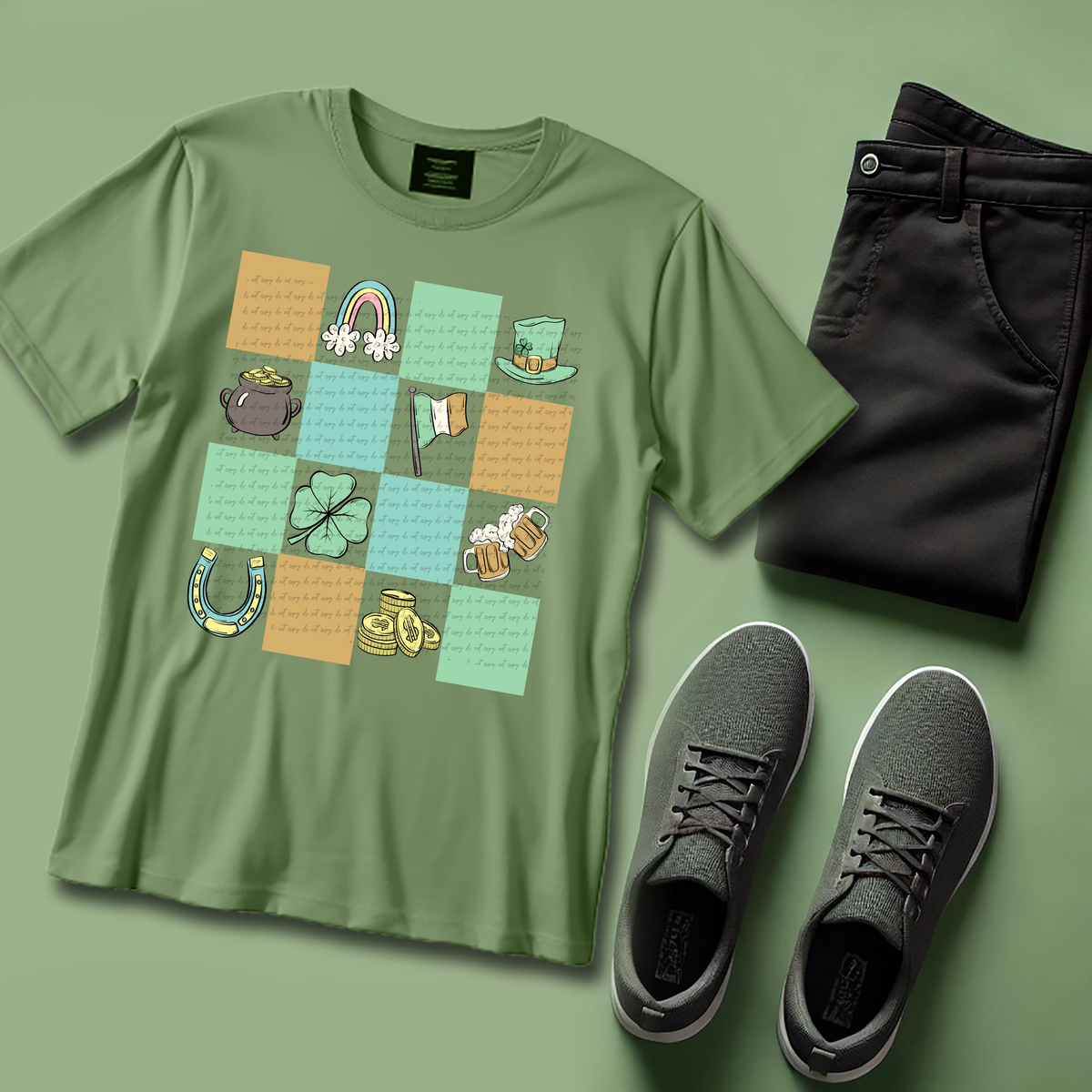 Yellow Green Blue Checker St Patrick 89281 DTF Transfer