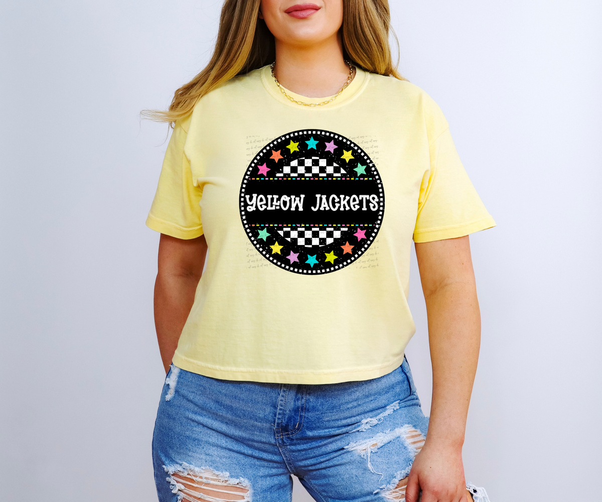 Yellow Jackets Checkered Stars 42304 DTF transfer
