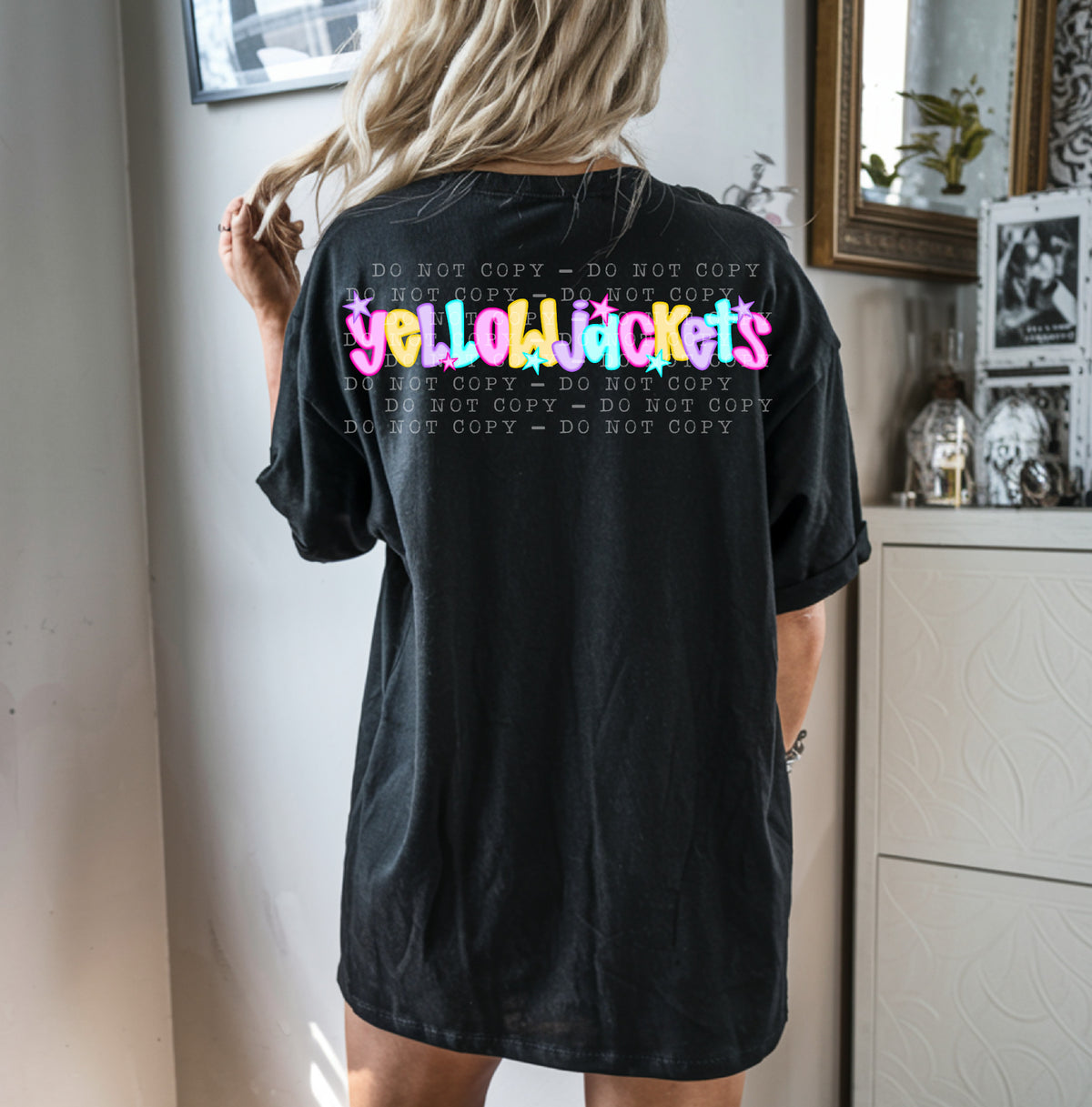 Yellowjackets With Stars - Neon 104809 DTF transfer