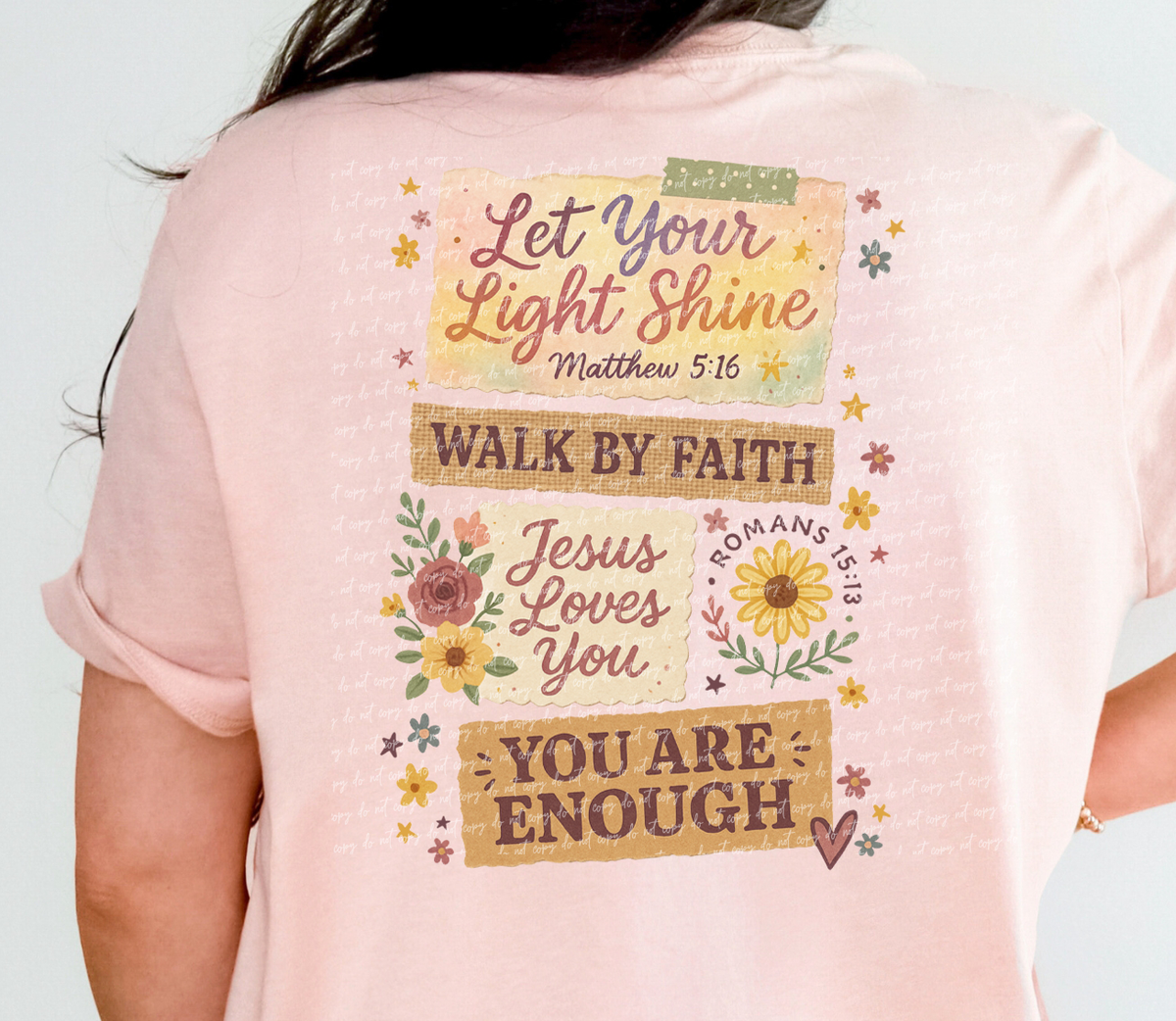 You Are Enough Jesus Loves You Collage Back 104879 DTF transfer