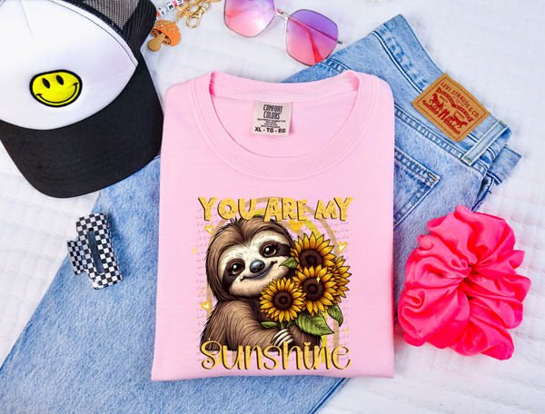 You Are My Sunshine Sloth Sunflowers 74718 DTF Transfer