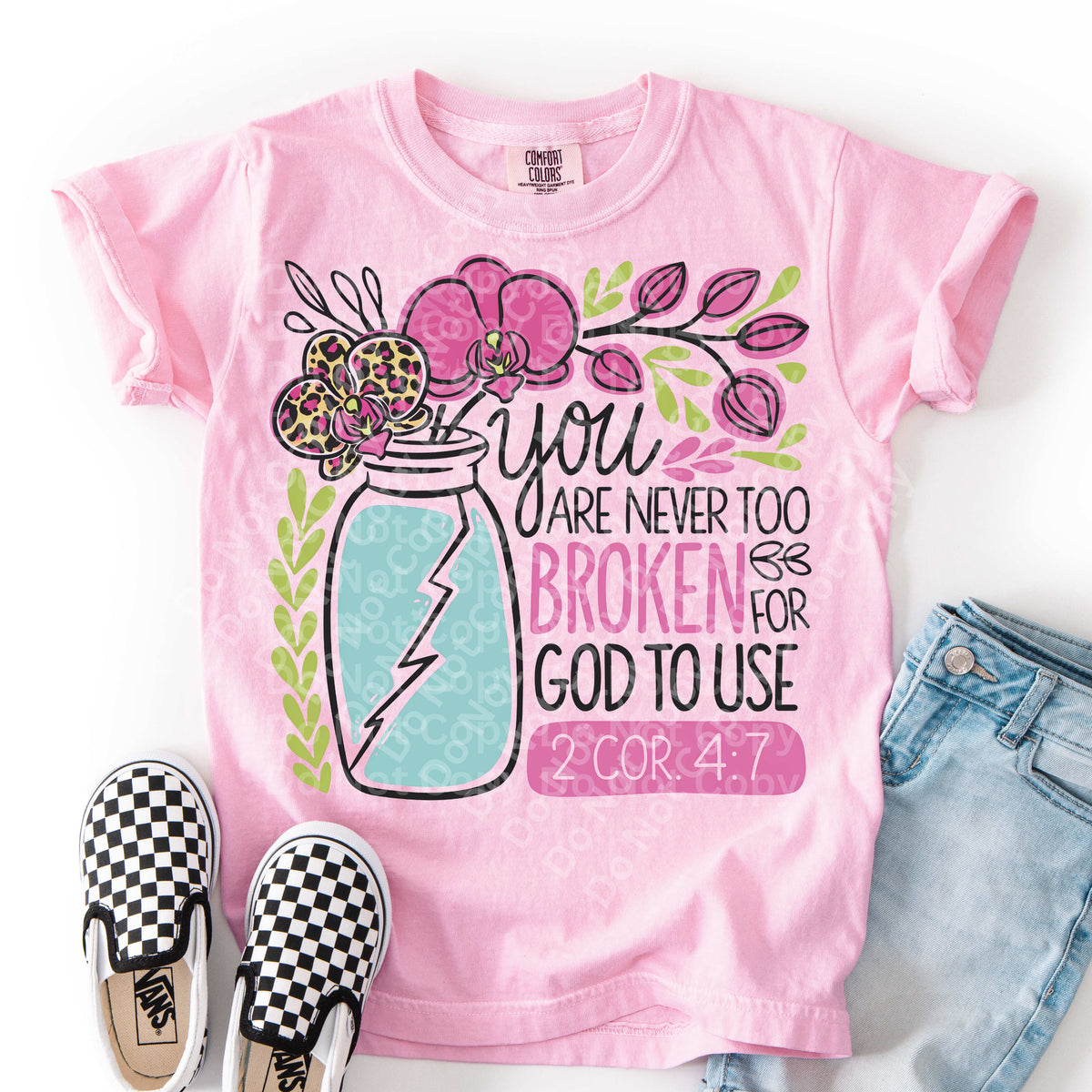 You are never to broken jar with flowers (Irene) DTF Transfer
