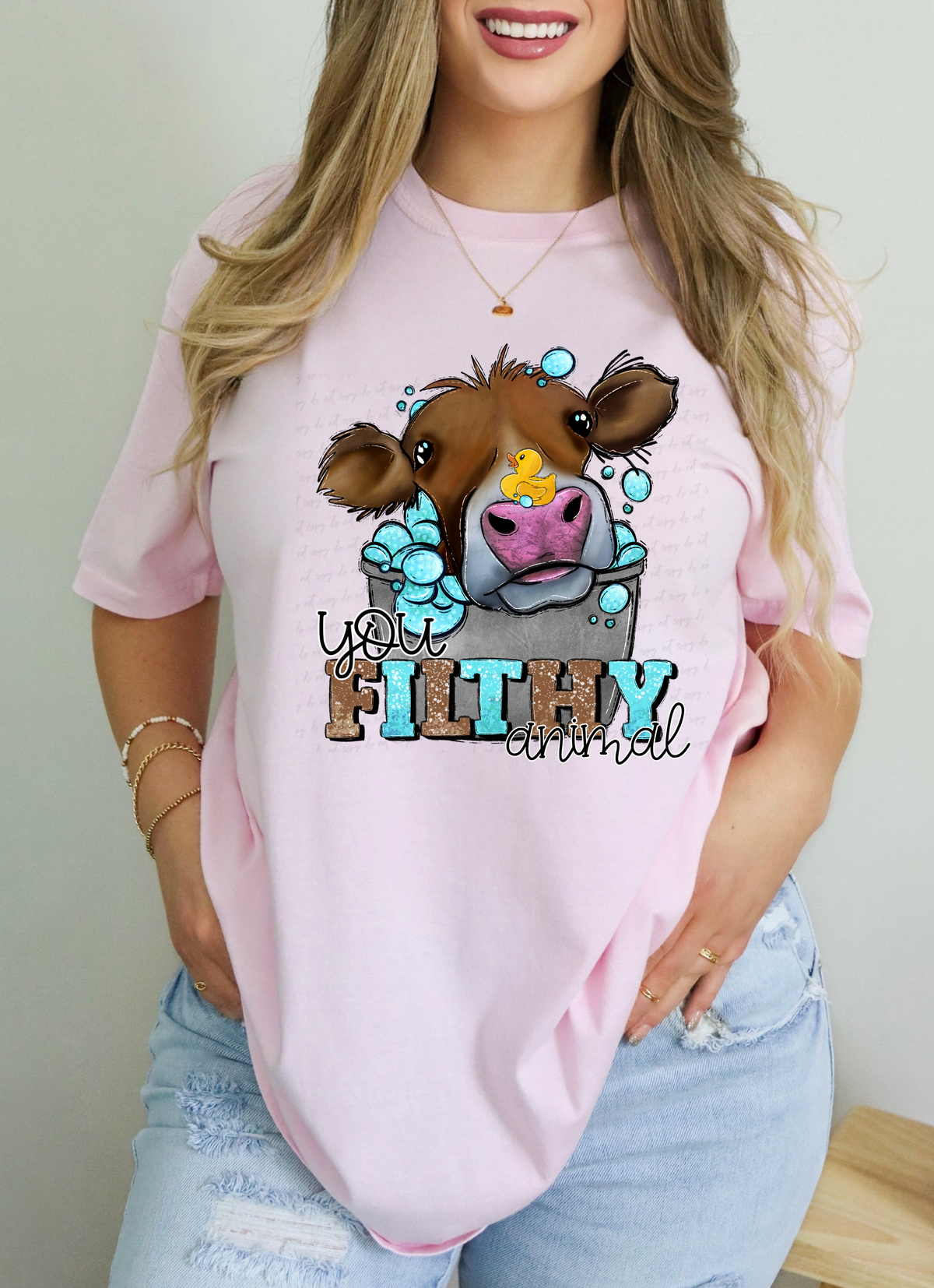 You Filthy Animal Cow Bathtub with Duck 115191 DTF Transfer