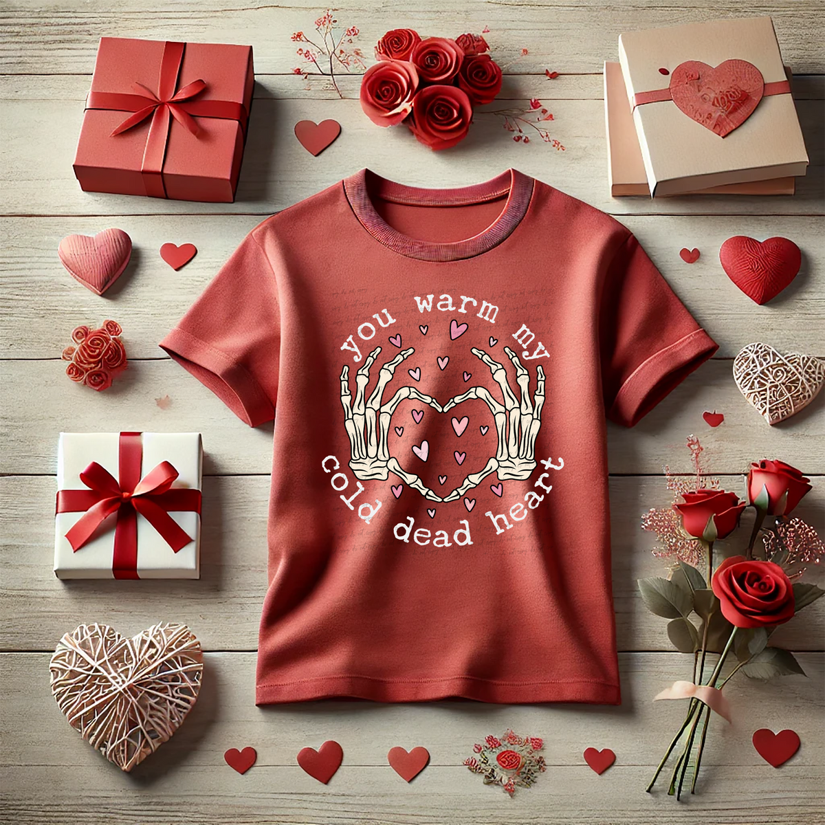 You Warm My Cold Dead Heart Skellie Hand White 81684 DTF Transfer