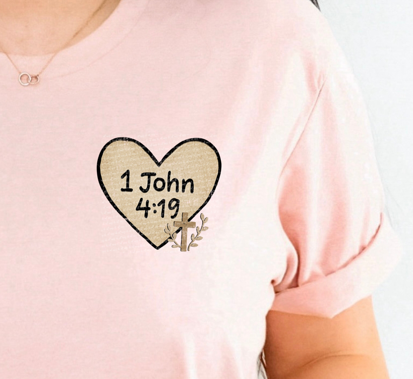 You are Loved 1 John 4:19 Collage Pocket 104882 DTF transfer