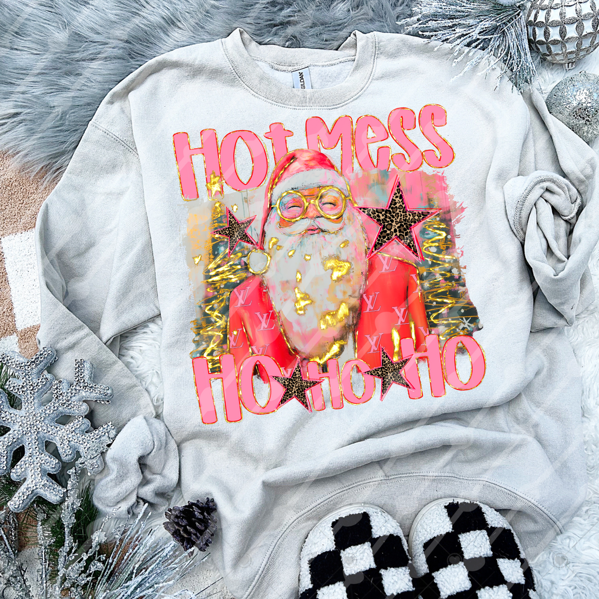 Hot mess ho ho ho pink and gold (JBD) DTF Transfer