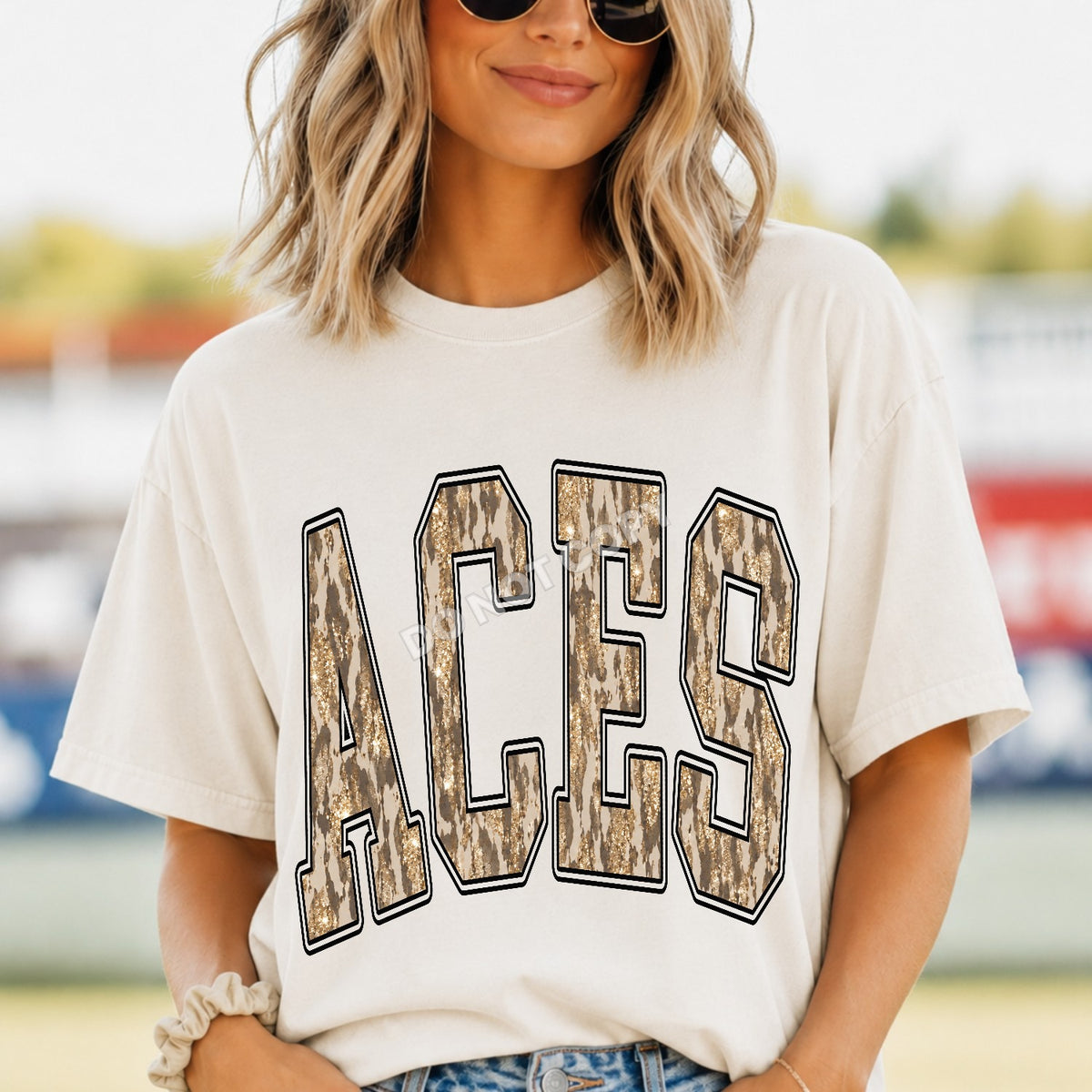 Aces leopard and gold arched (Parker) DTF transfer