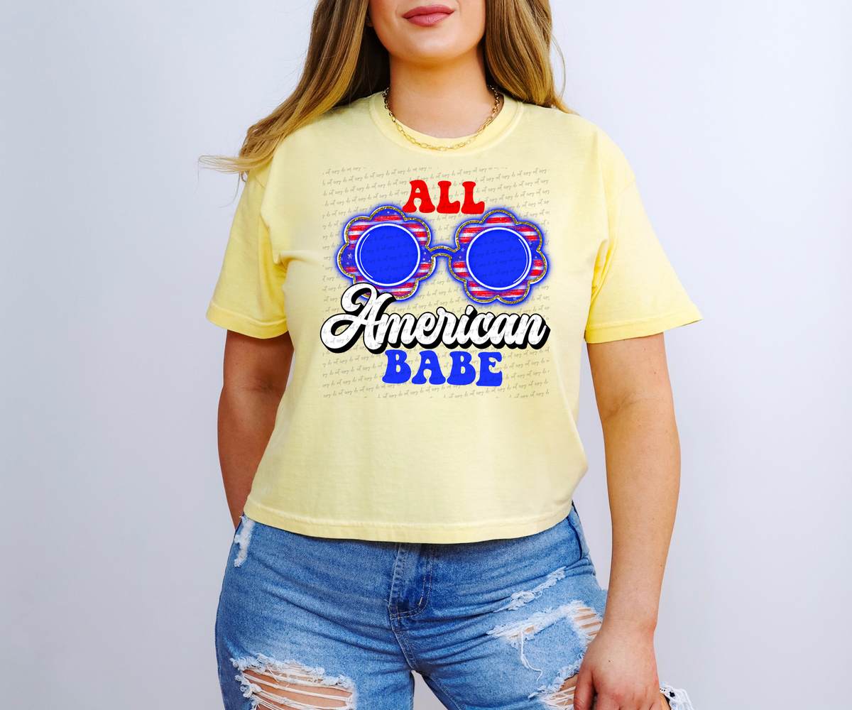 All American Babe Retro Red and White Glasses 114755 DTF transfer