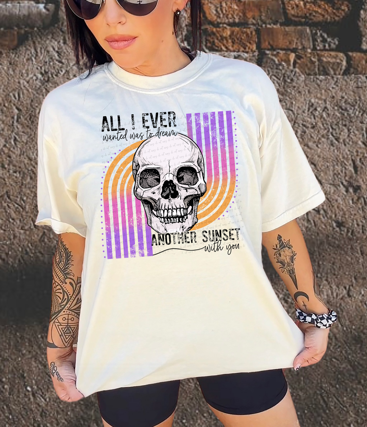 All I Ever Wanted Was To Dream Another Sunset With You Color Skull 115959 DTF Transfer