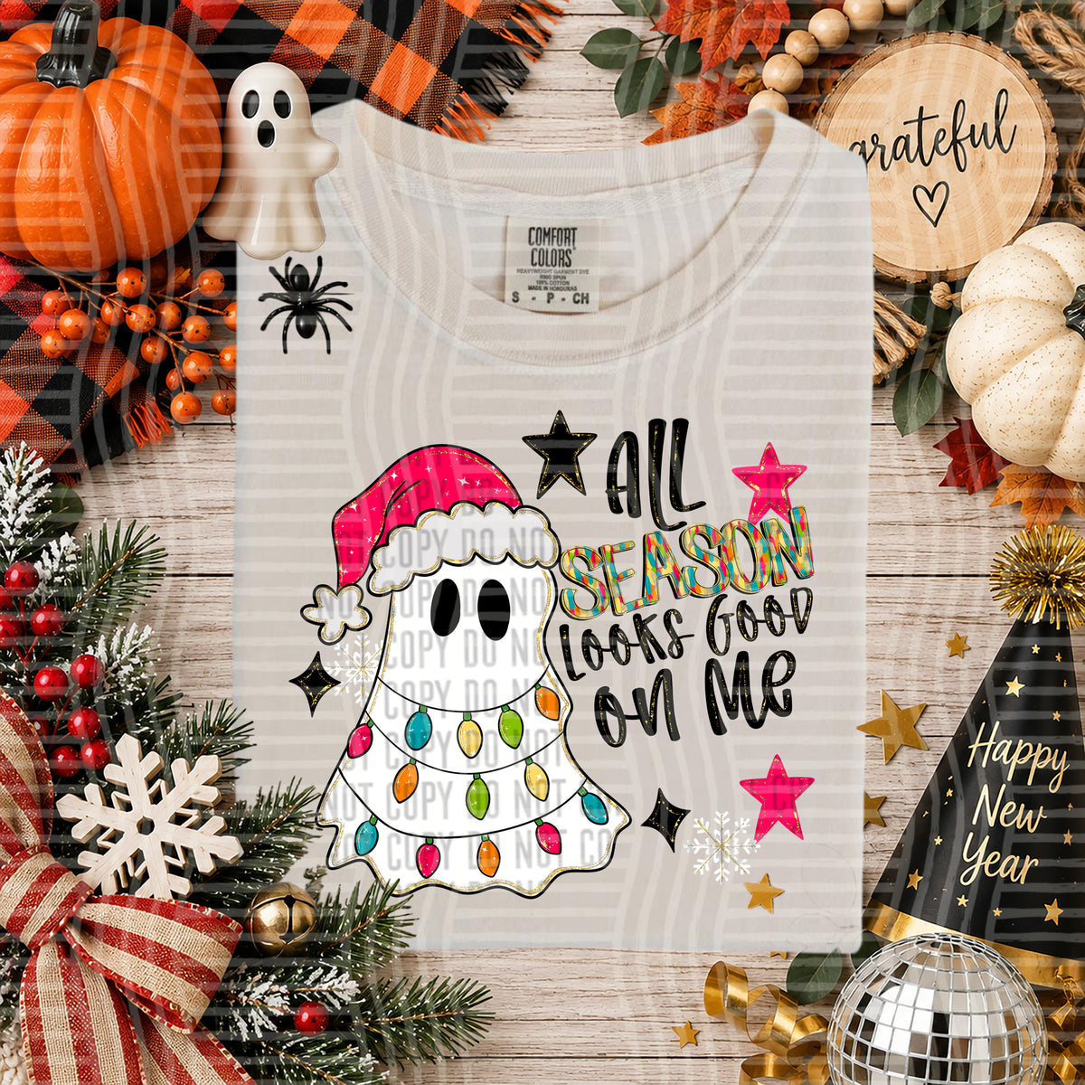 All season on me ghost pink stars DTF Transfer