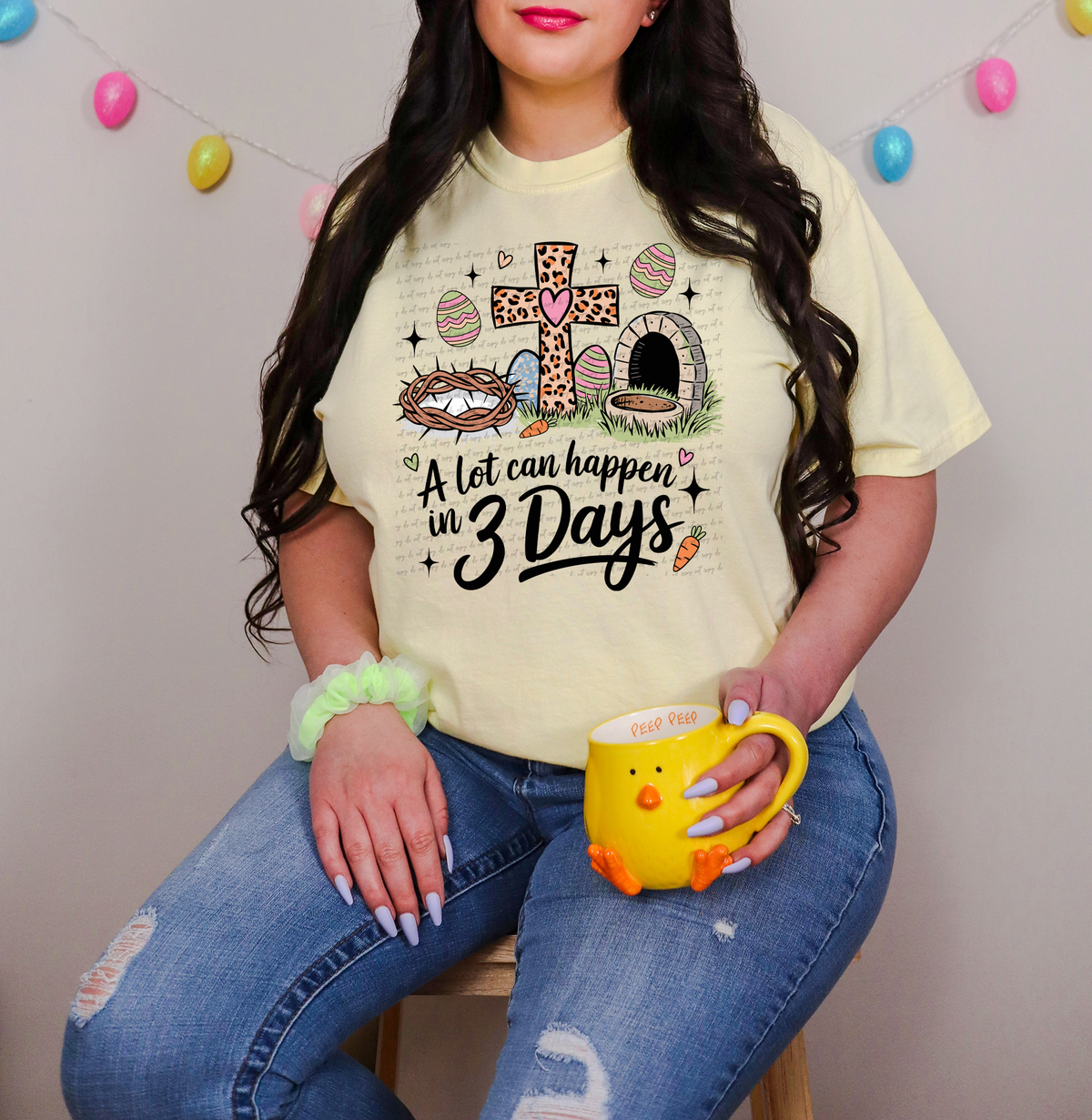 A Lot Can Happen In 3 Days Easter Leopard Cross With Pink Heart 117620 DTF transfer