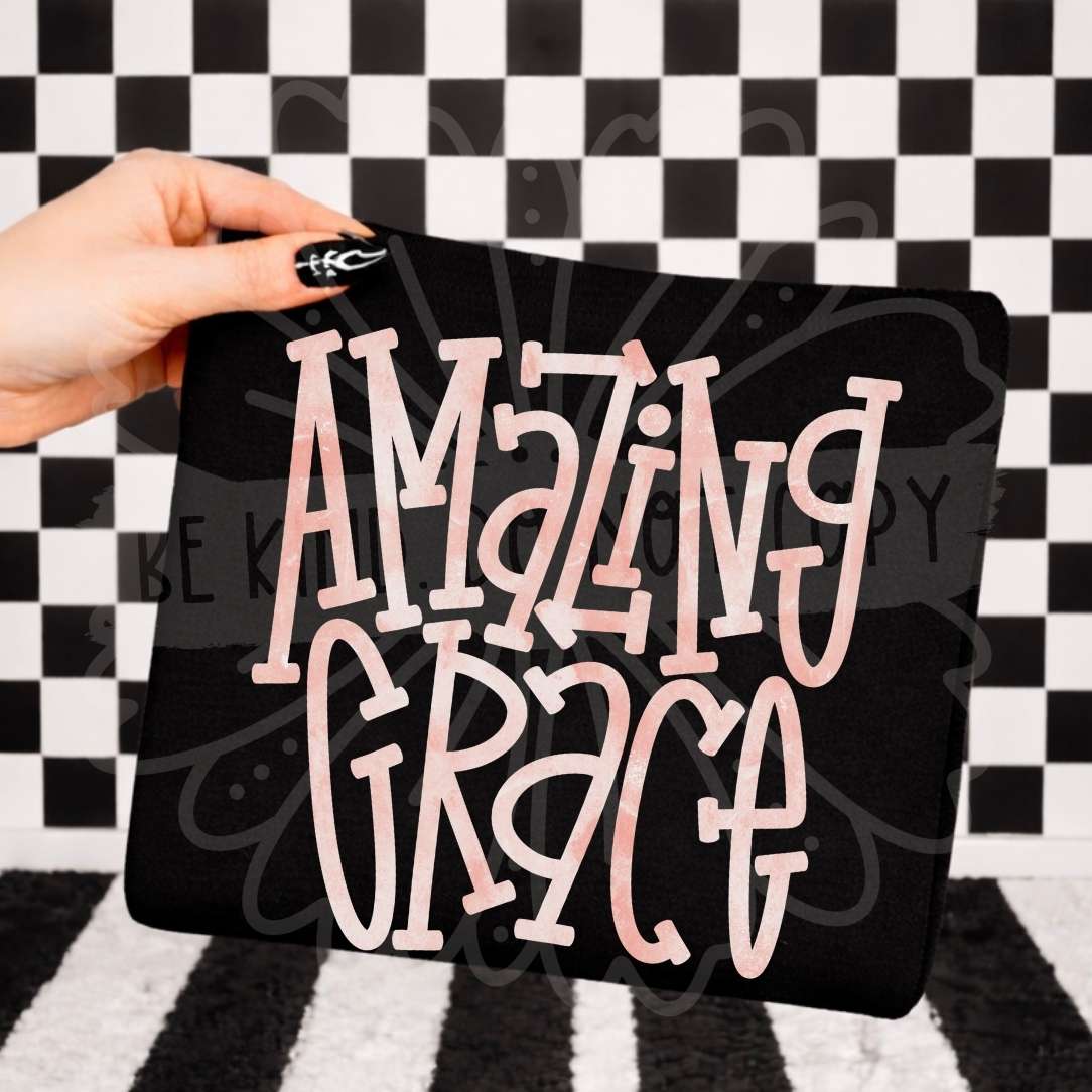 Amazing grace PINK font (Vehement) DTF transfer