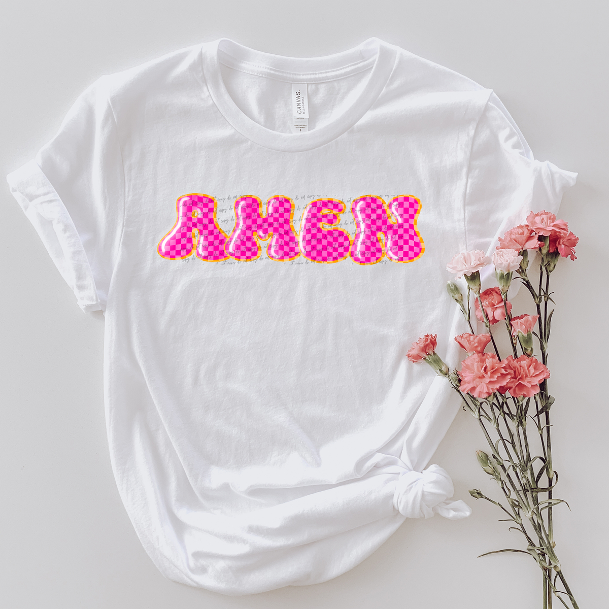 Amen Pink Checkered 59208 DTF transfer