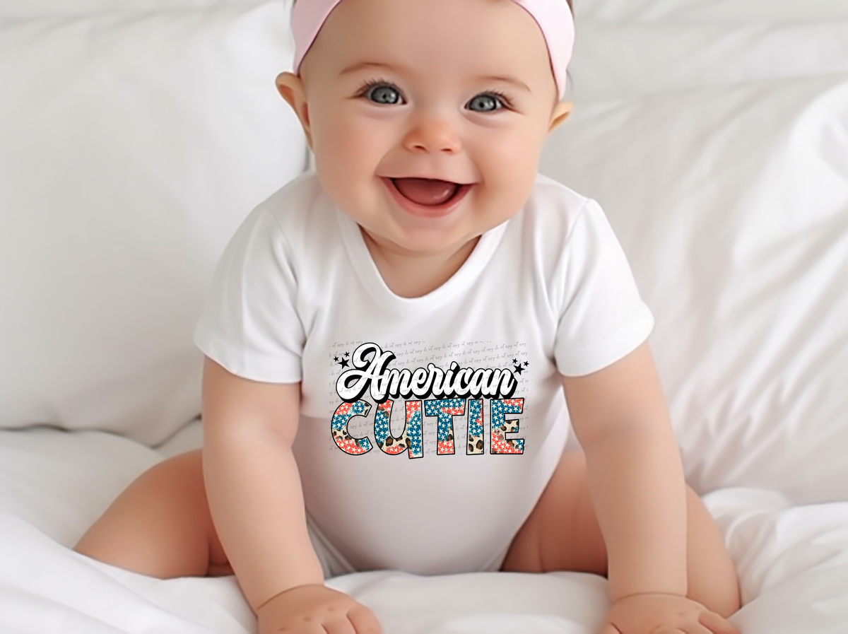 American Cutie Blue Star and Leopard Font 114767 DTF transfer