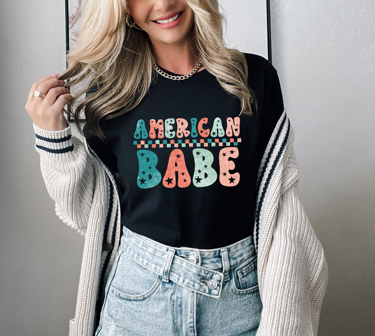 American Babe Checkered Stars 74563 DTF Transfer