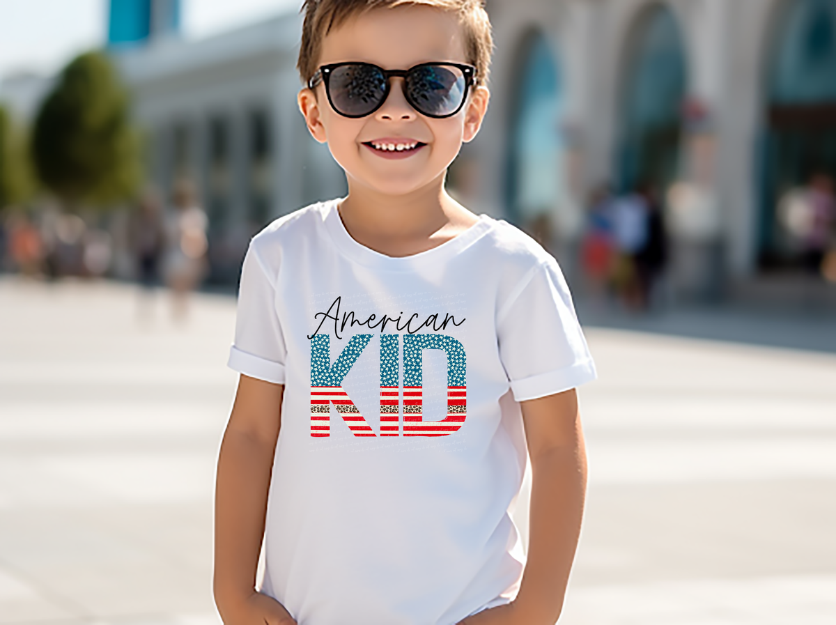 American Kid Blue Stars Red and White Stripes 114762 DTF transfer