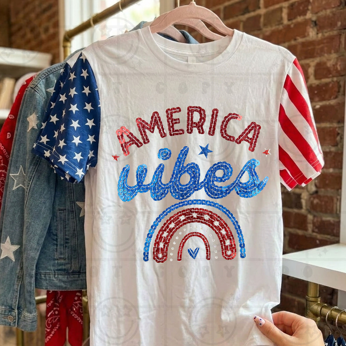 America vibes faux sequin (MMD) DTF Transfer