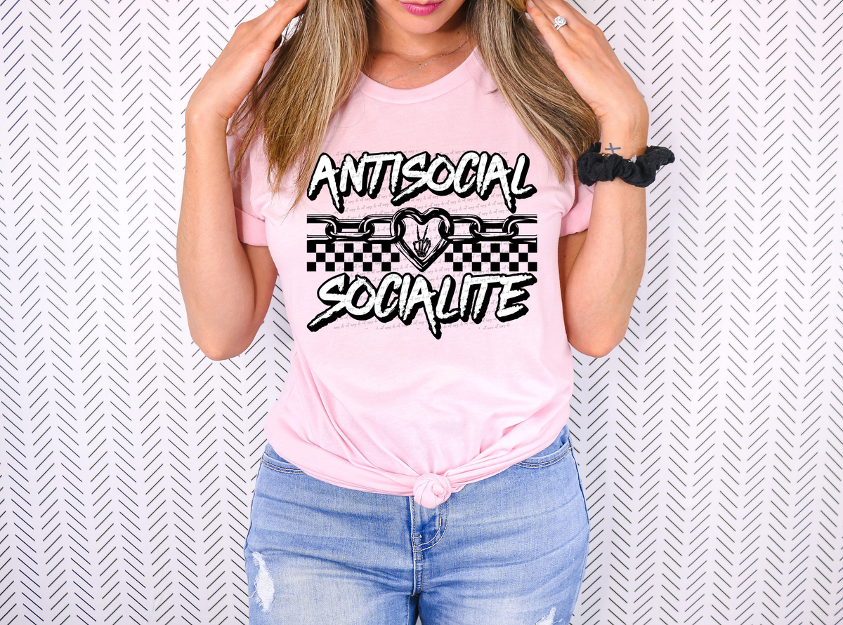 Anti Social Socialite Heart Chain White 74419 DTF Transfer