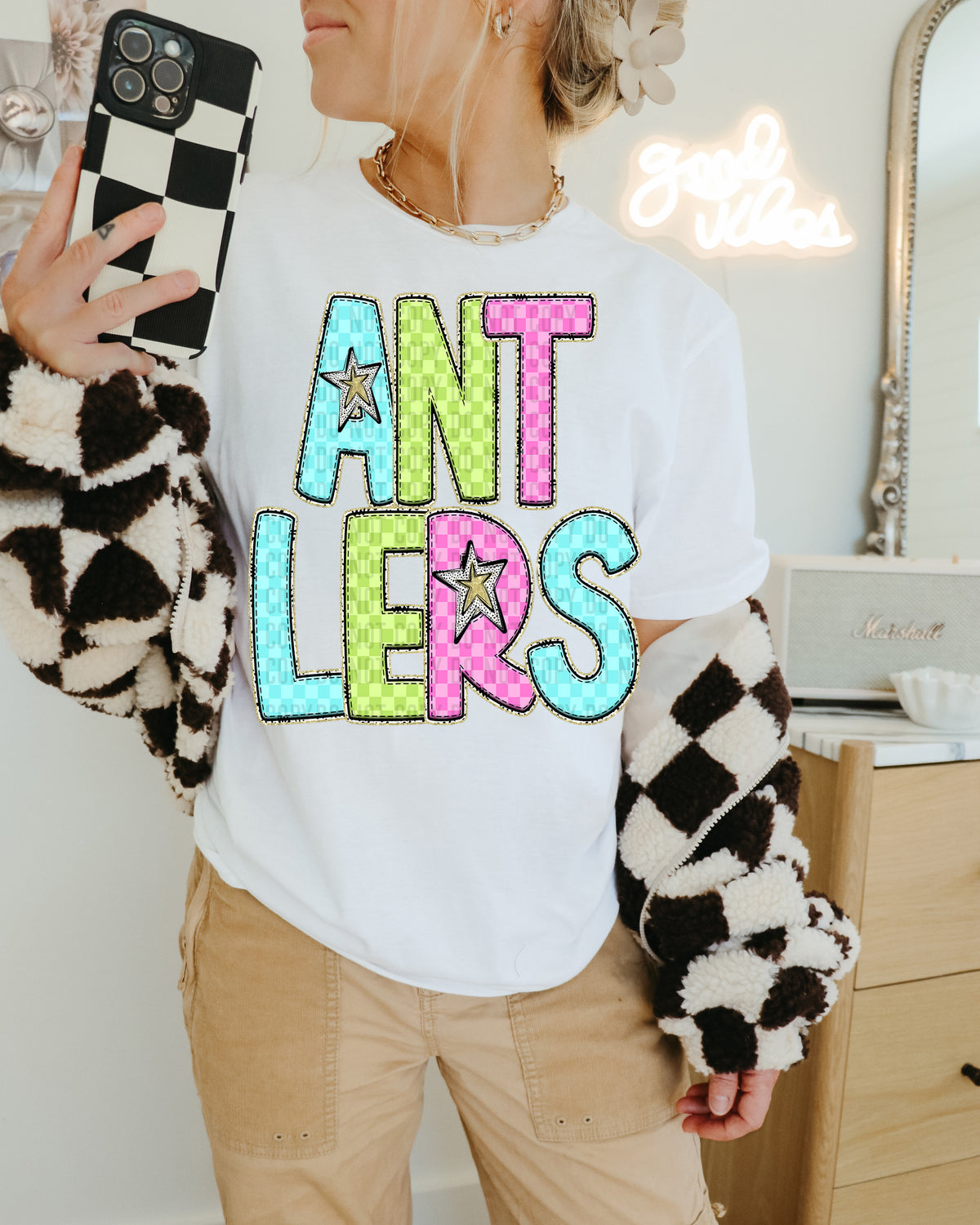 Antlers Colorful Checkered (caplinger) DTF transfer
