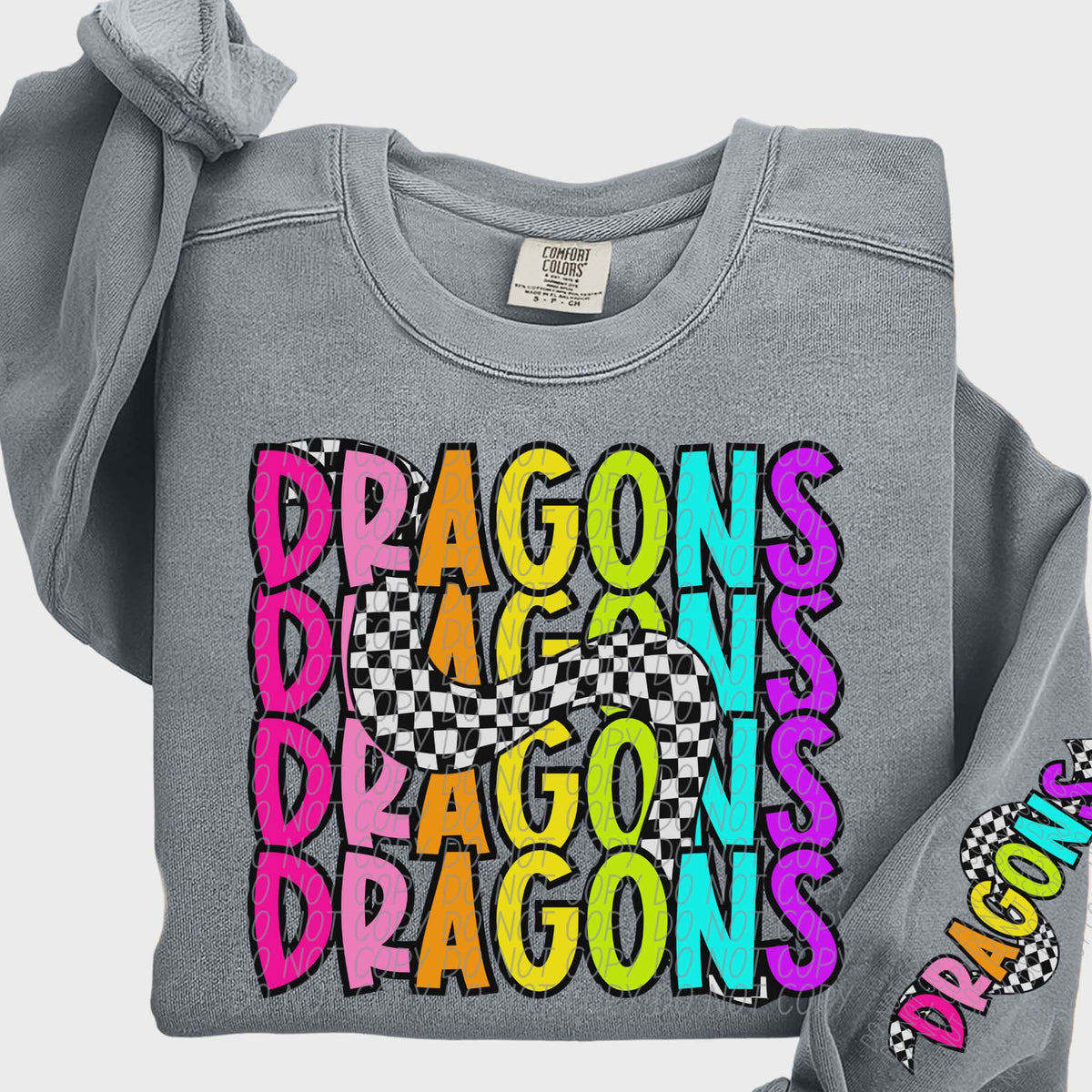 Dragons Colorful Checker (City) DTF transfer