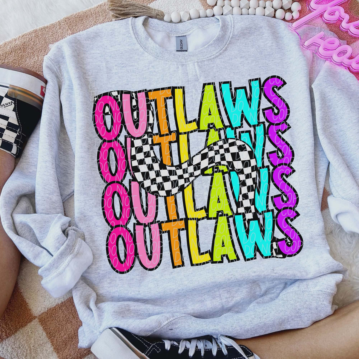 Outlaws Colorful Checker (City) DTF transfer