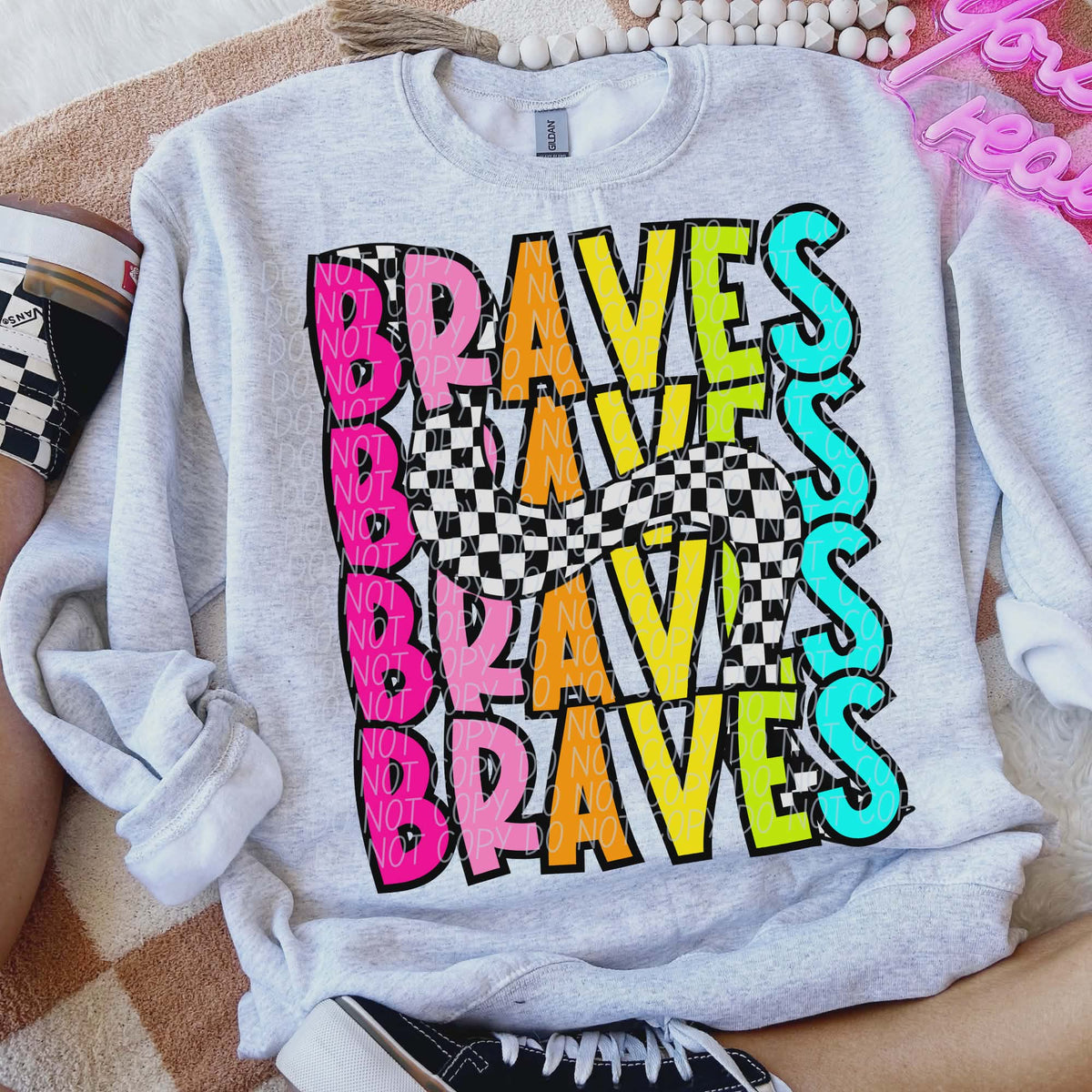 Braves Colorful Checker (City) DTF transfer
