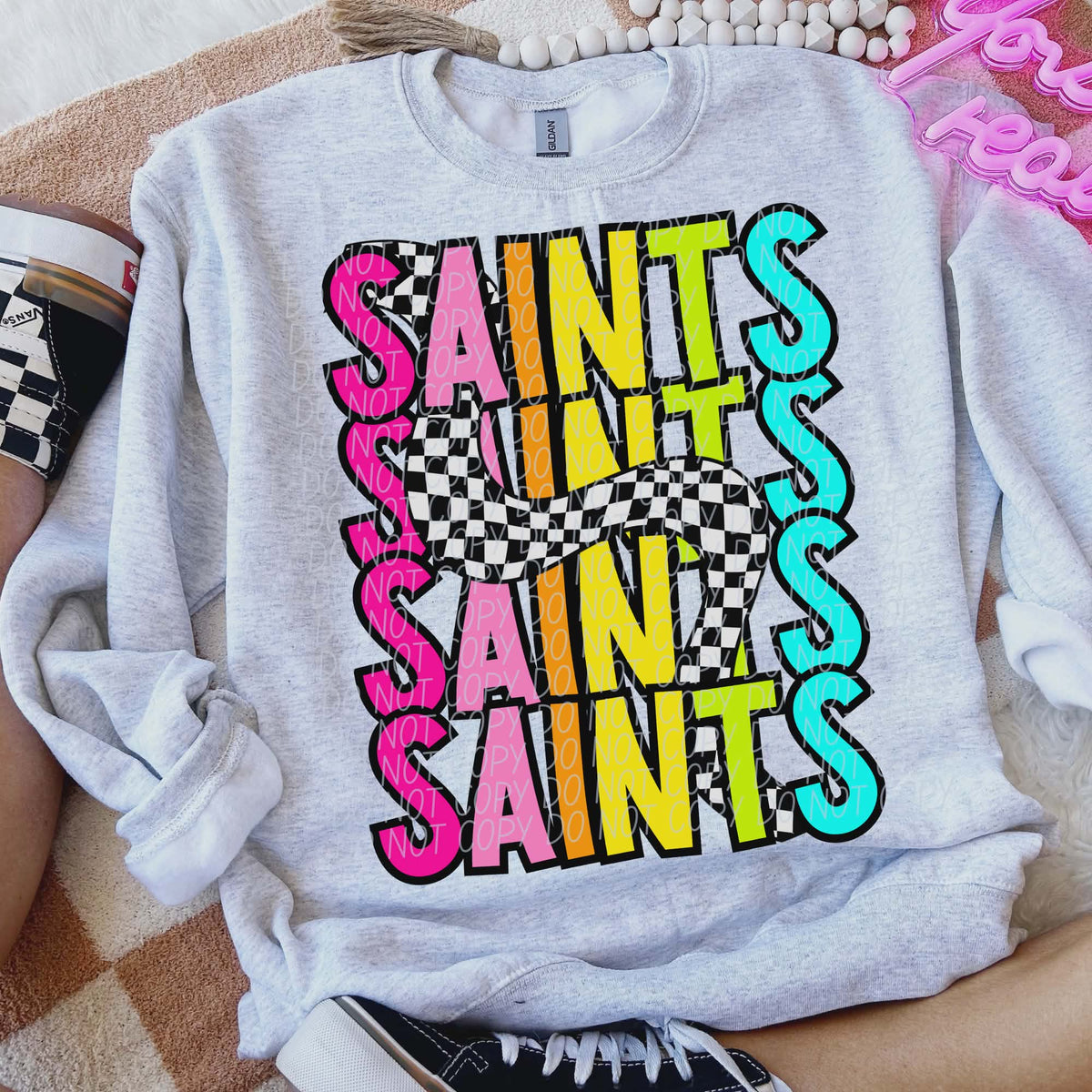 Saints Colorful Checker (City) DTF transfer