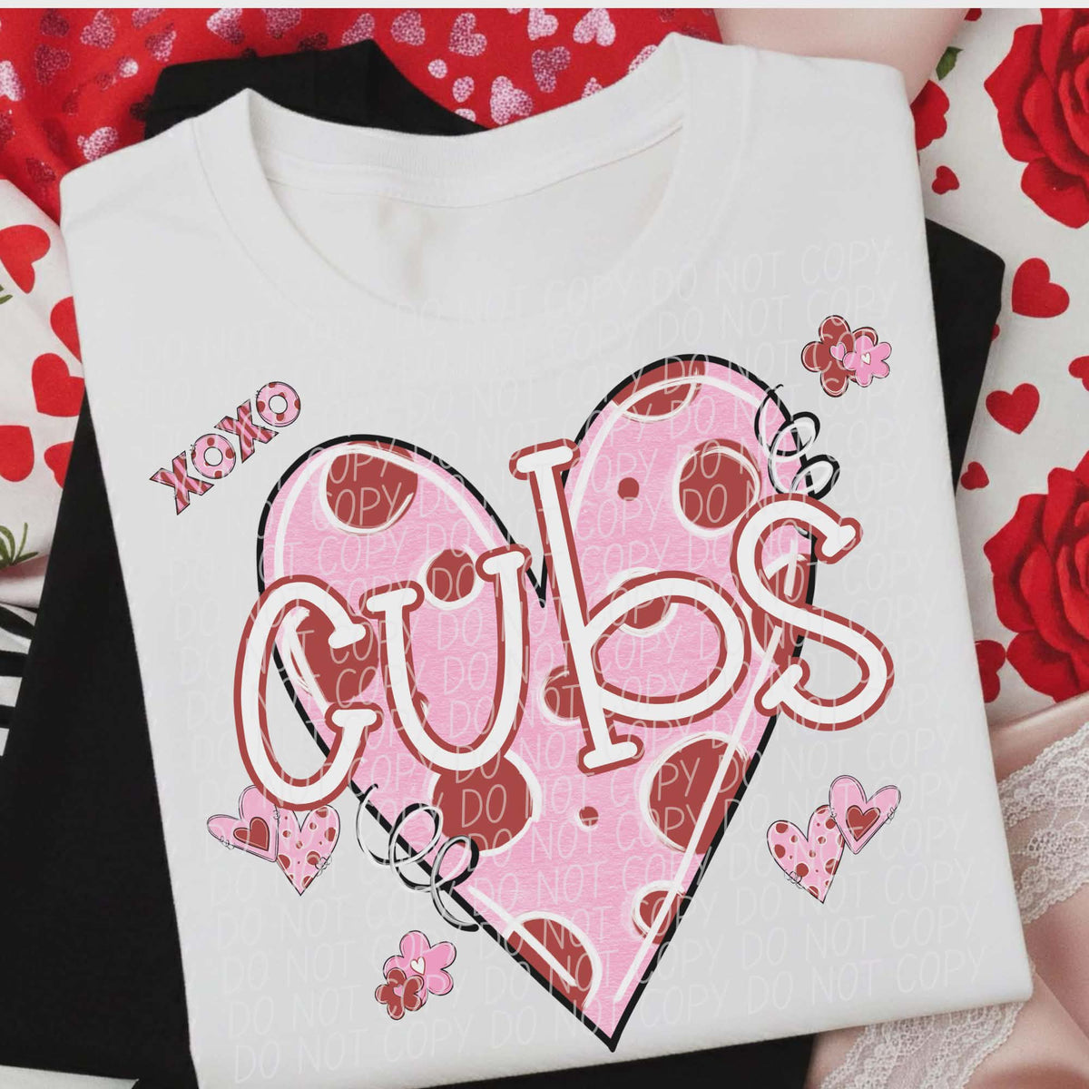 Cubs Valentine Heart (City) DTF transfer