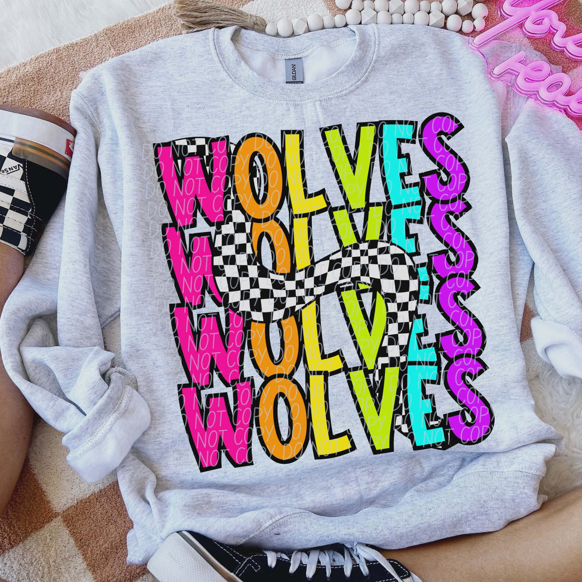 Wolves Colorful Checker (City) DTF transfer