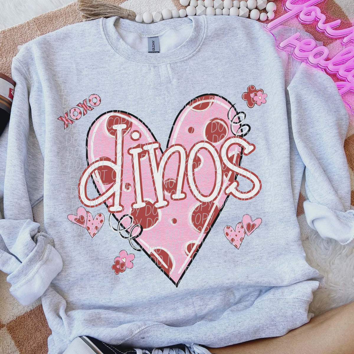 Dinos Valentine Heart (City) DTF transfer