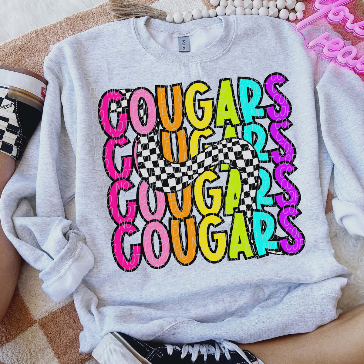 Cougars Colorful Checker (City) DTF transfer