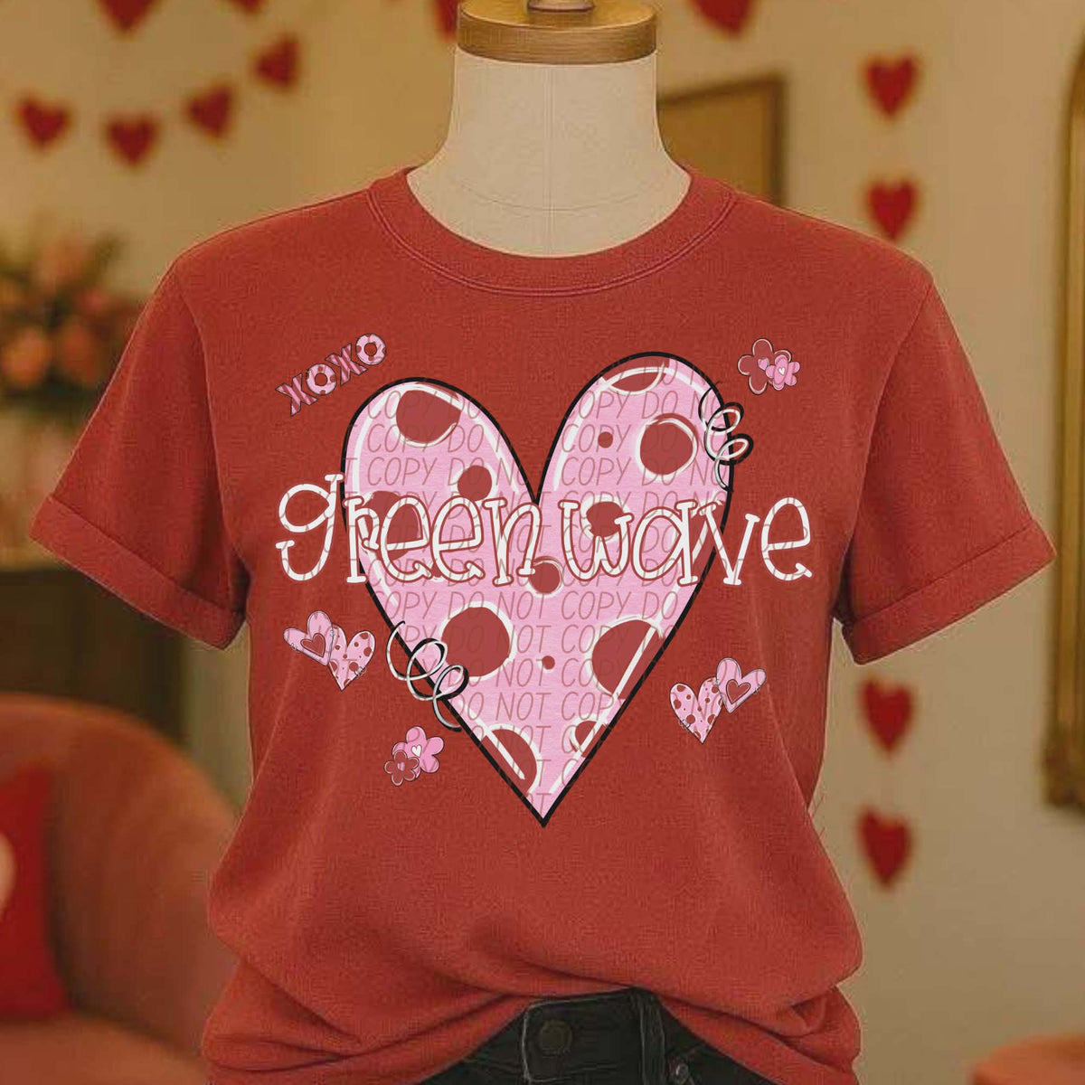 Green Wave Valentine Heart (City) DTF transfer