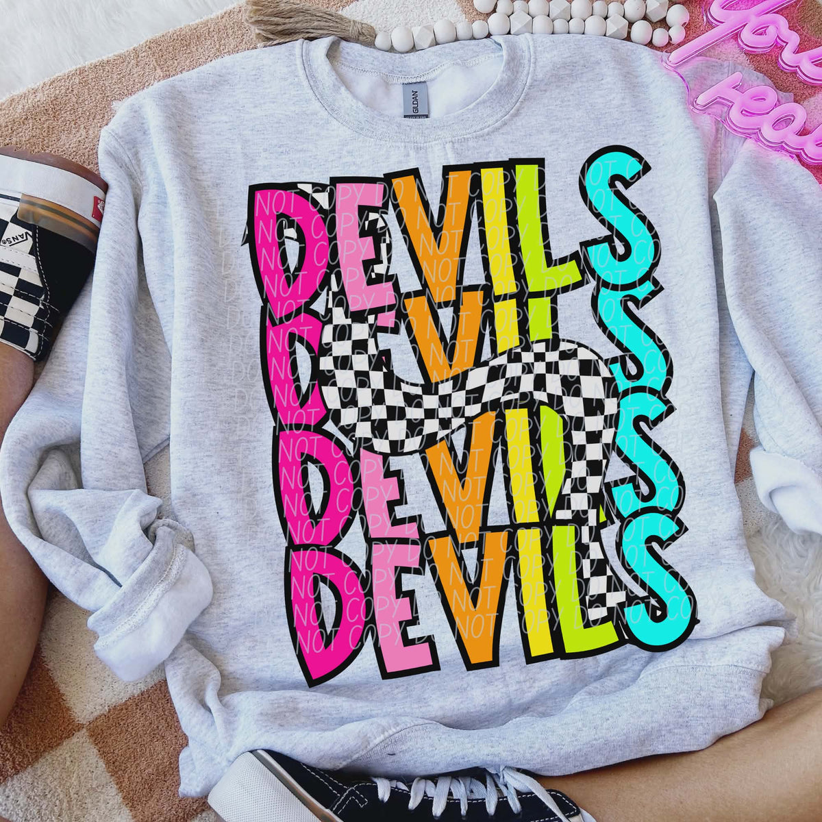 Devils Colorful Checker (City) DTF transfer