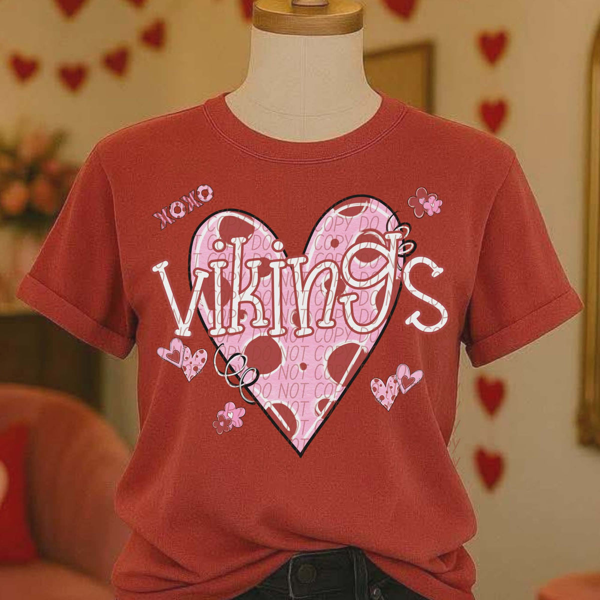 Vikings Valentine Heart (City) DTF transfer