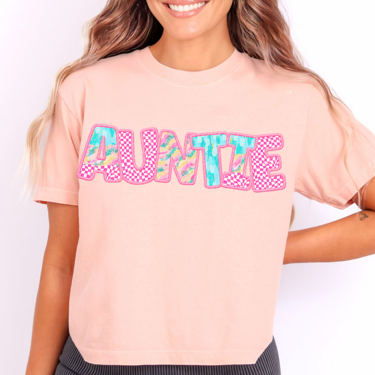 Auntie Spring Pink Checkered (CITY) DTF transfer