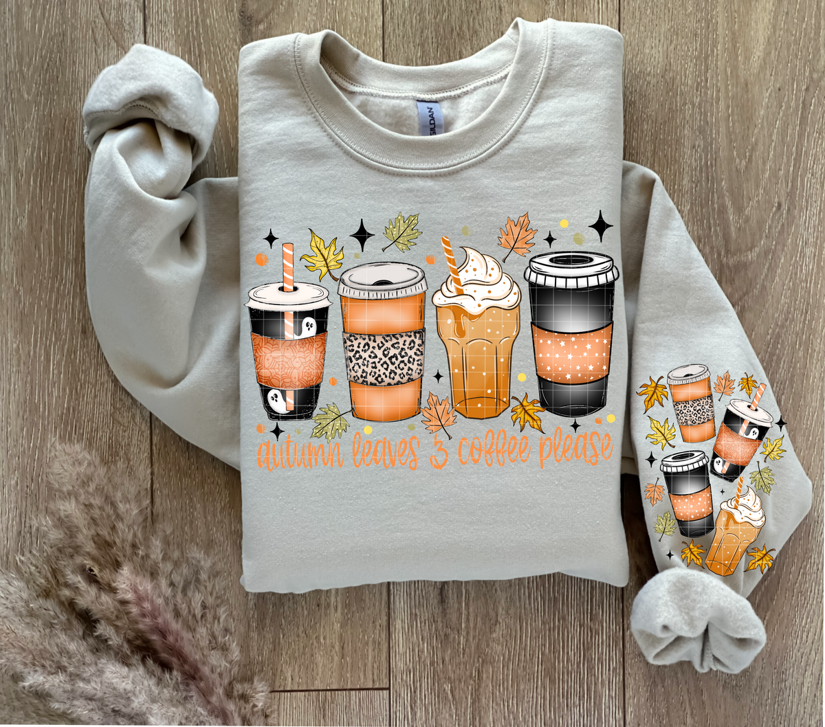 Autum leaves & coffee please (SLEEVE ONLY) (Linda) DTF Transfer