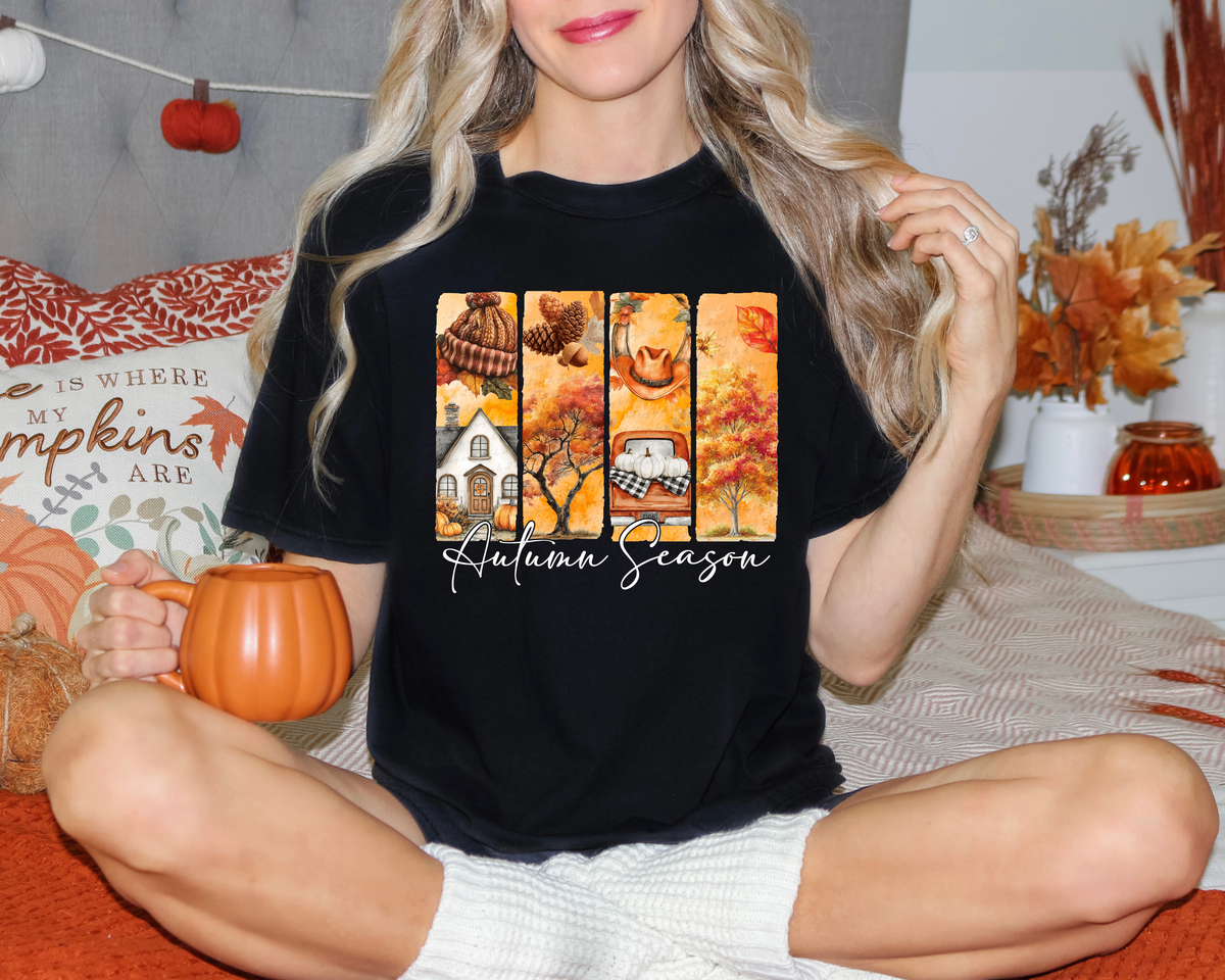 Autumn Season White Font Strips 108852 DTF transfer