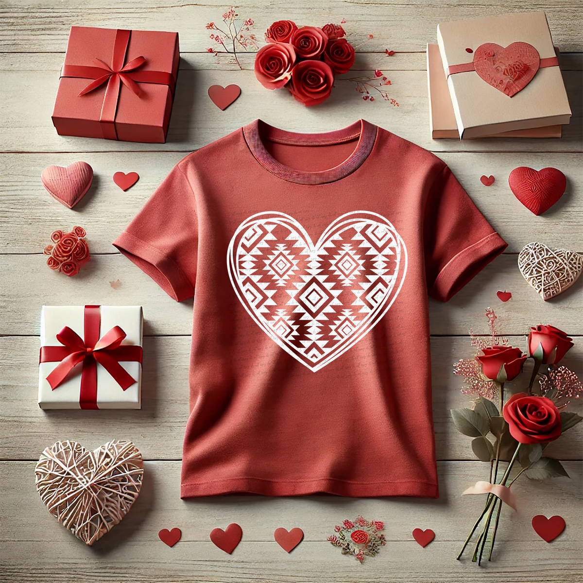 Aztec Heart White 81685 DTF Transfer