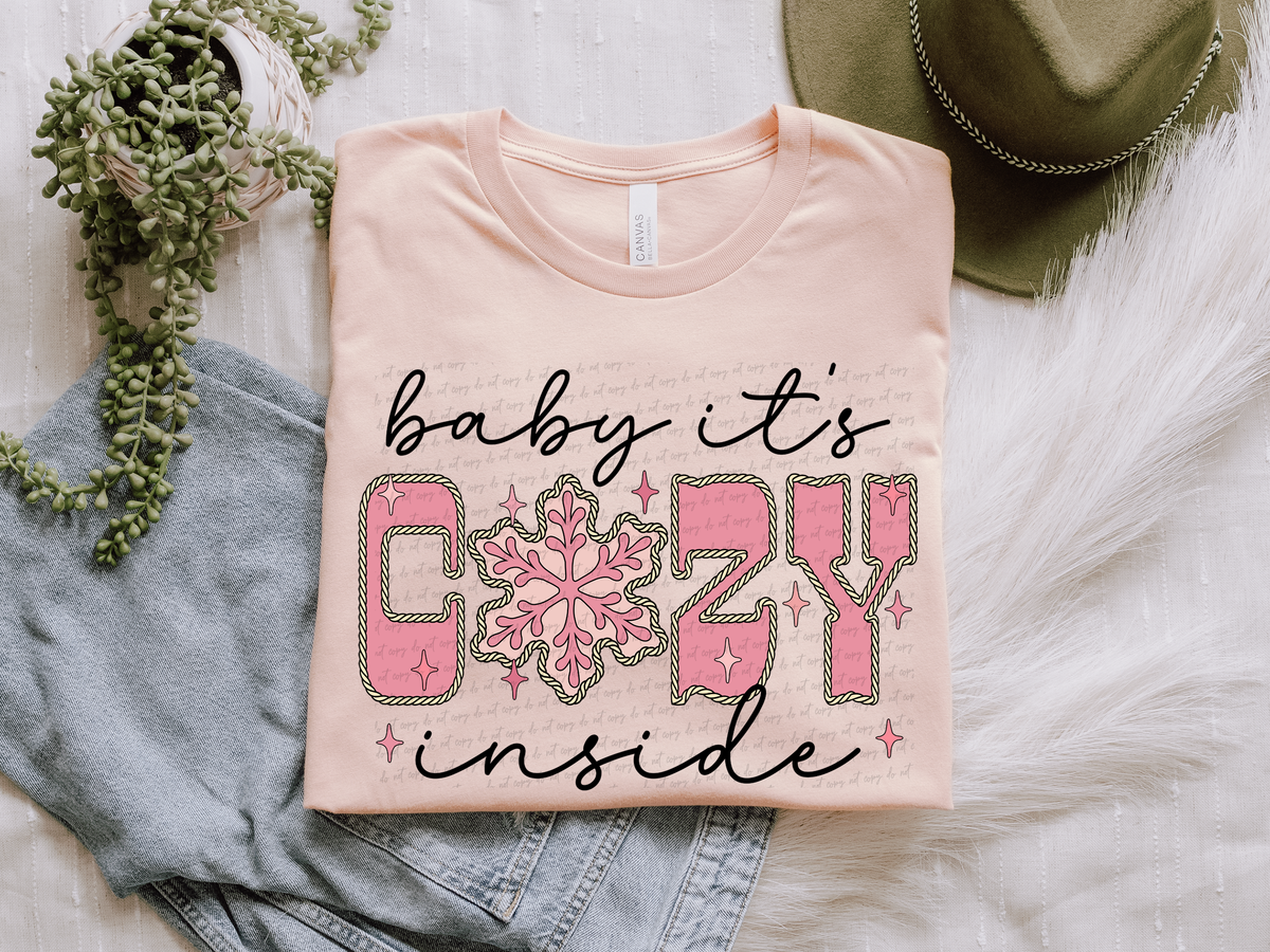 Baby It's Cozy Inside Pink Rope 81699 DTF Transfer