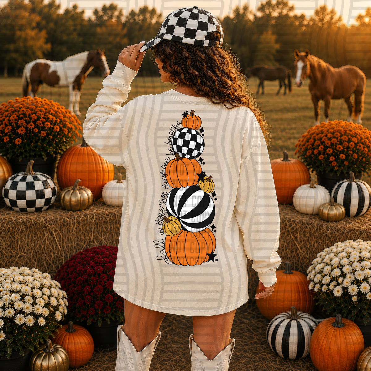 Fall is proof that things can be beautiful pumpkin stack (BACK) (Caplinger) DTF Transfers