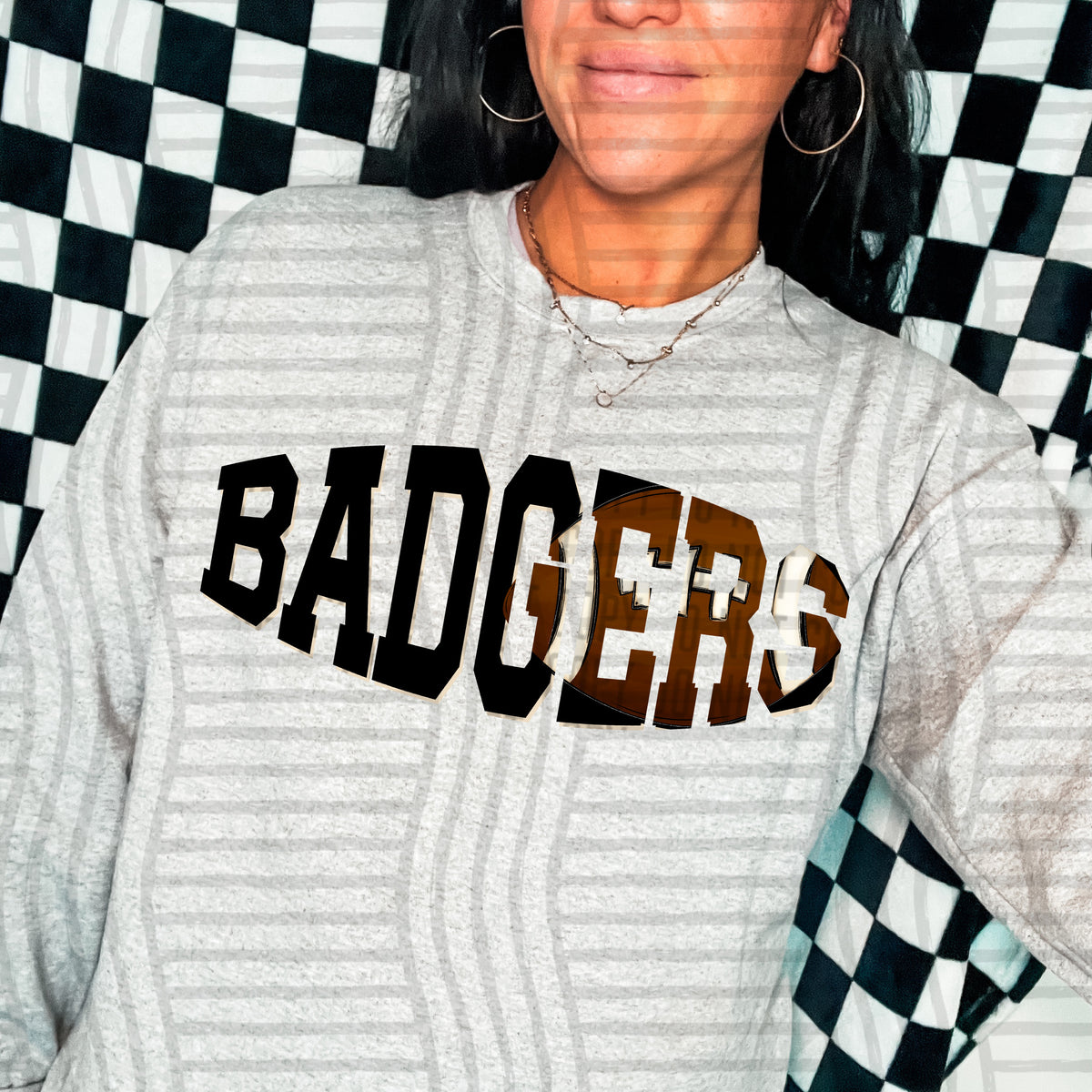 Badgers varsity clipped football (Caplinger) DTF transfer