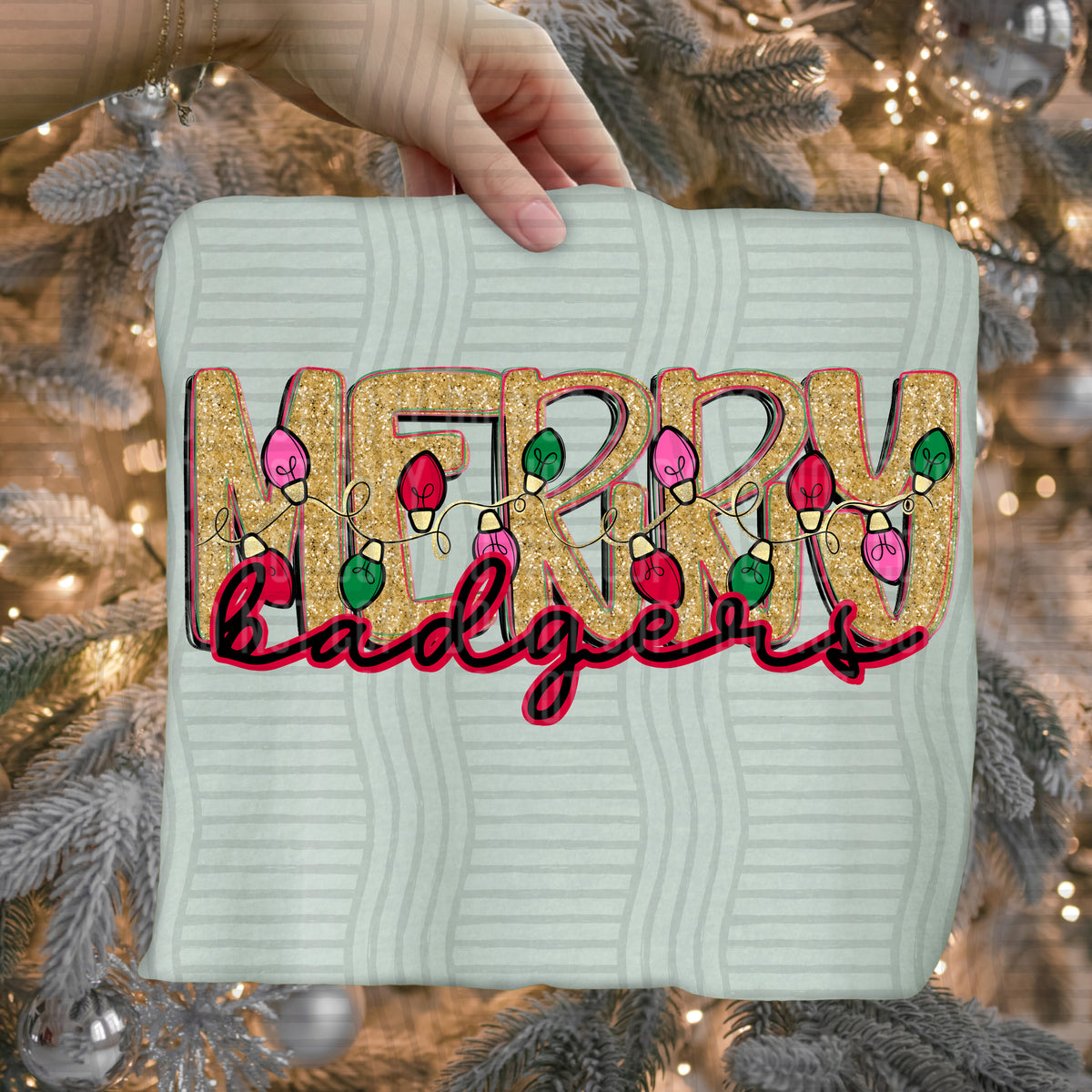 badgers merry with lights (caplinger) DTF Transfer
