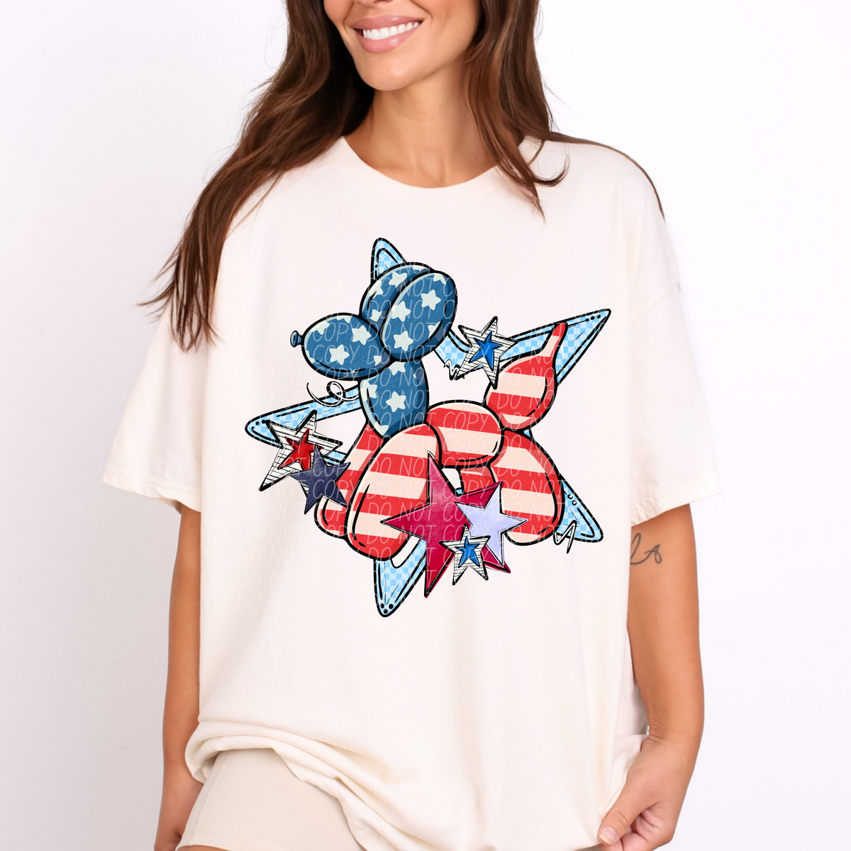 Patriotic Balloon Dog Star (CITY) DTF transfer