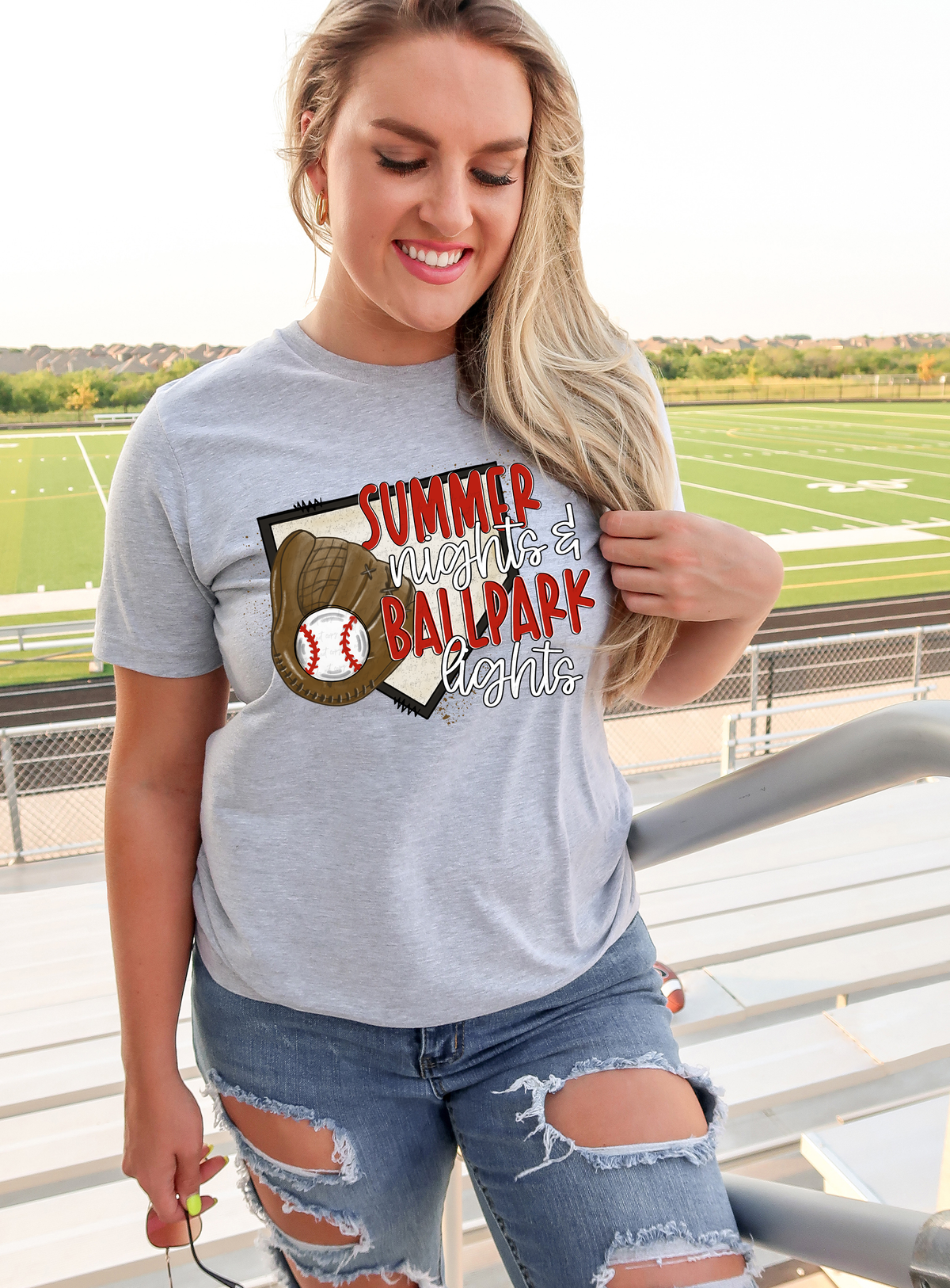 Summer Nights and Ballpark Lights Baseball 117112 DTF Transfer