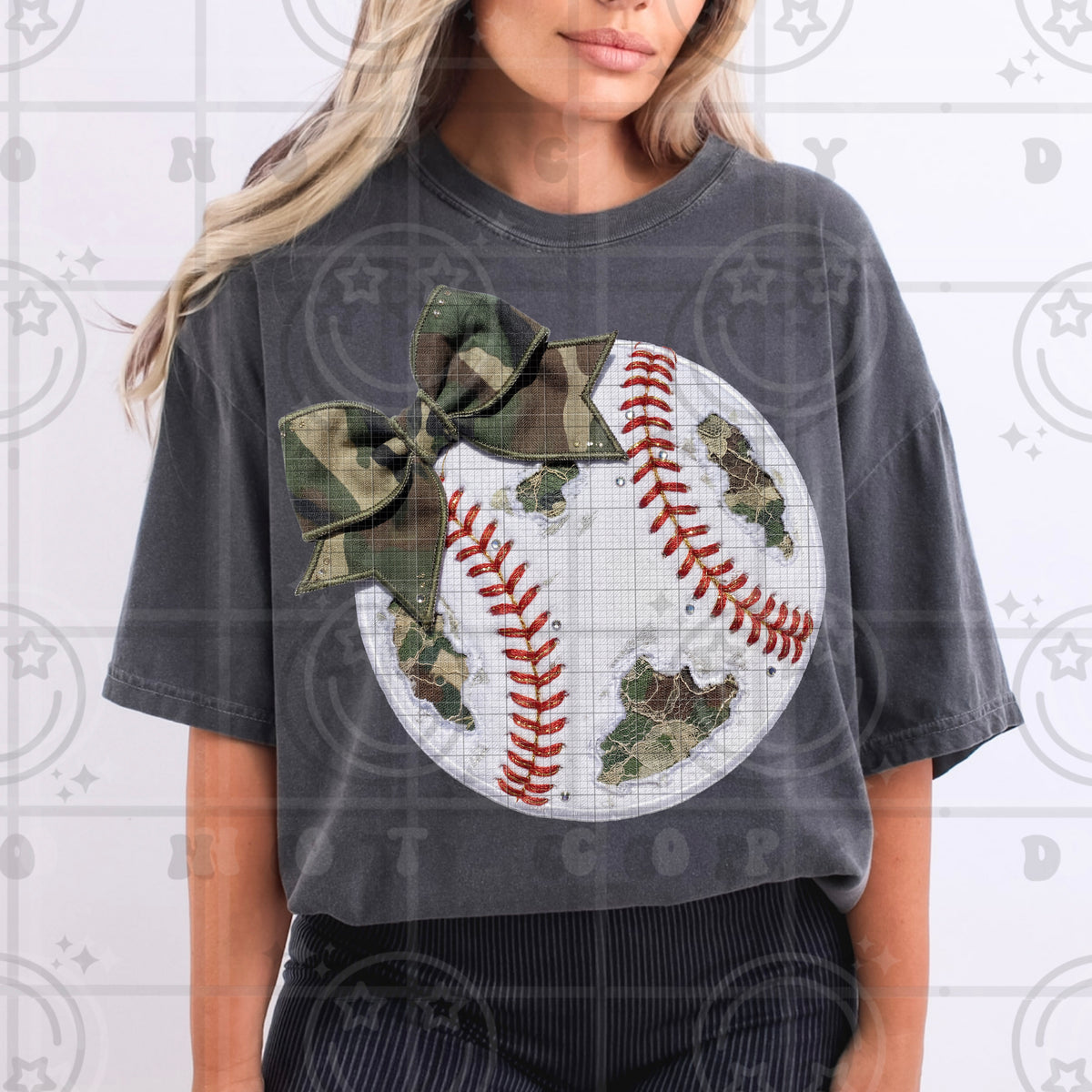 Baseball camo bow (Hw) DTF Transfer